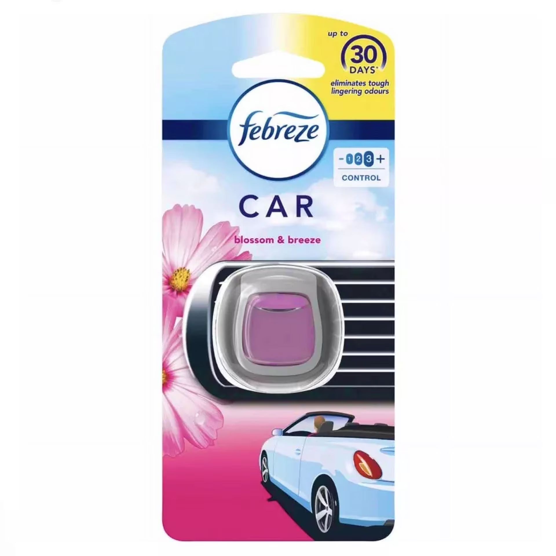 Febreze Vent Clip Car Air Freshener, Up to 30 Days, Eliminates tough lingering