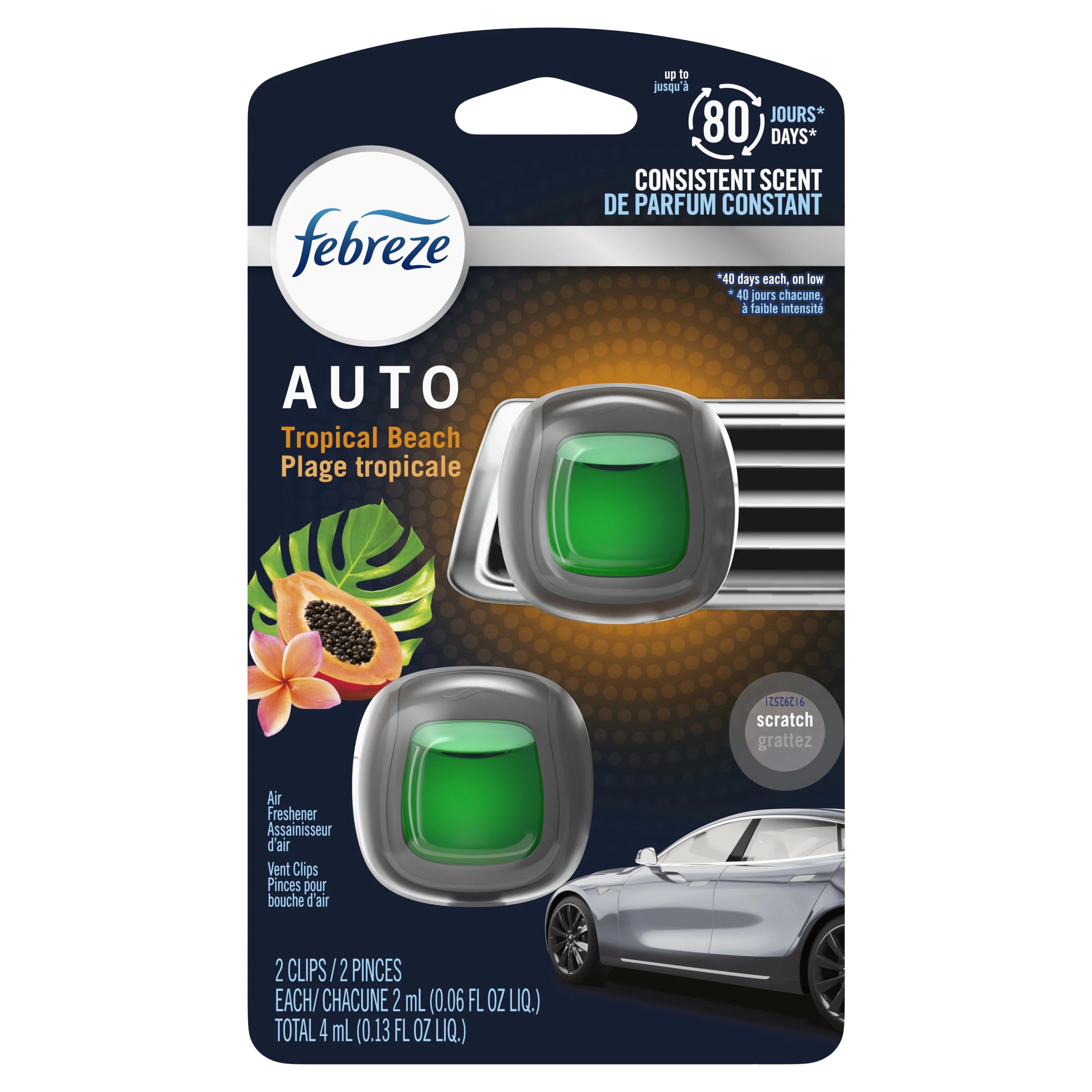 Febreze AUTO Air Freshener Vent Clip Tropical Breeze Scent, .06 oz Car Vent - View 2