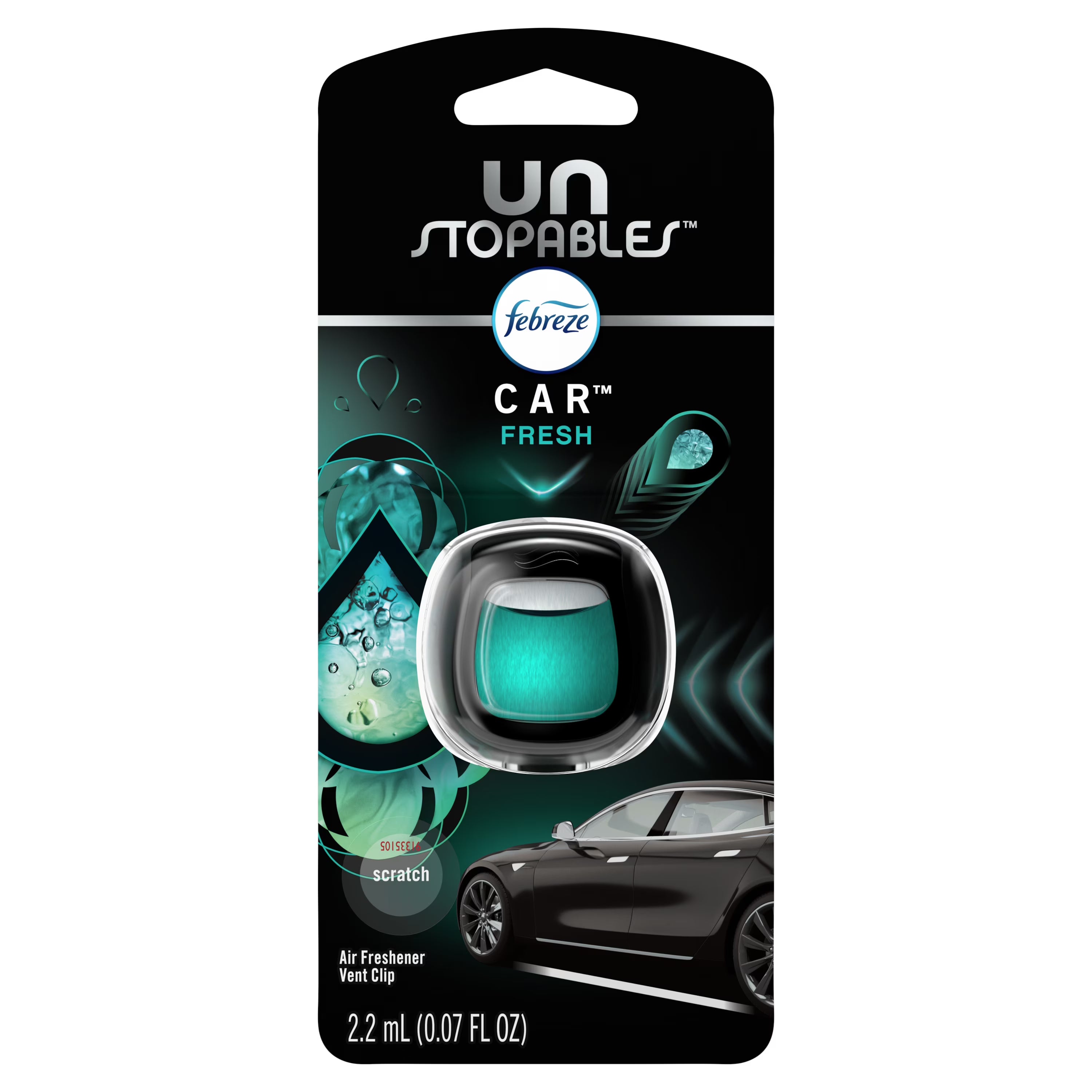 Febreze Unstopables Car Odor-Fighting Car Freshener Vent Clip Fresh, .07 fl oz.