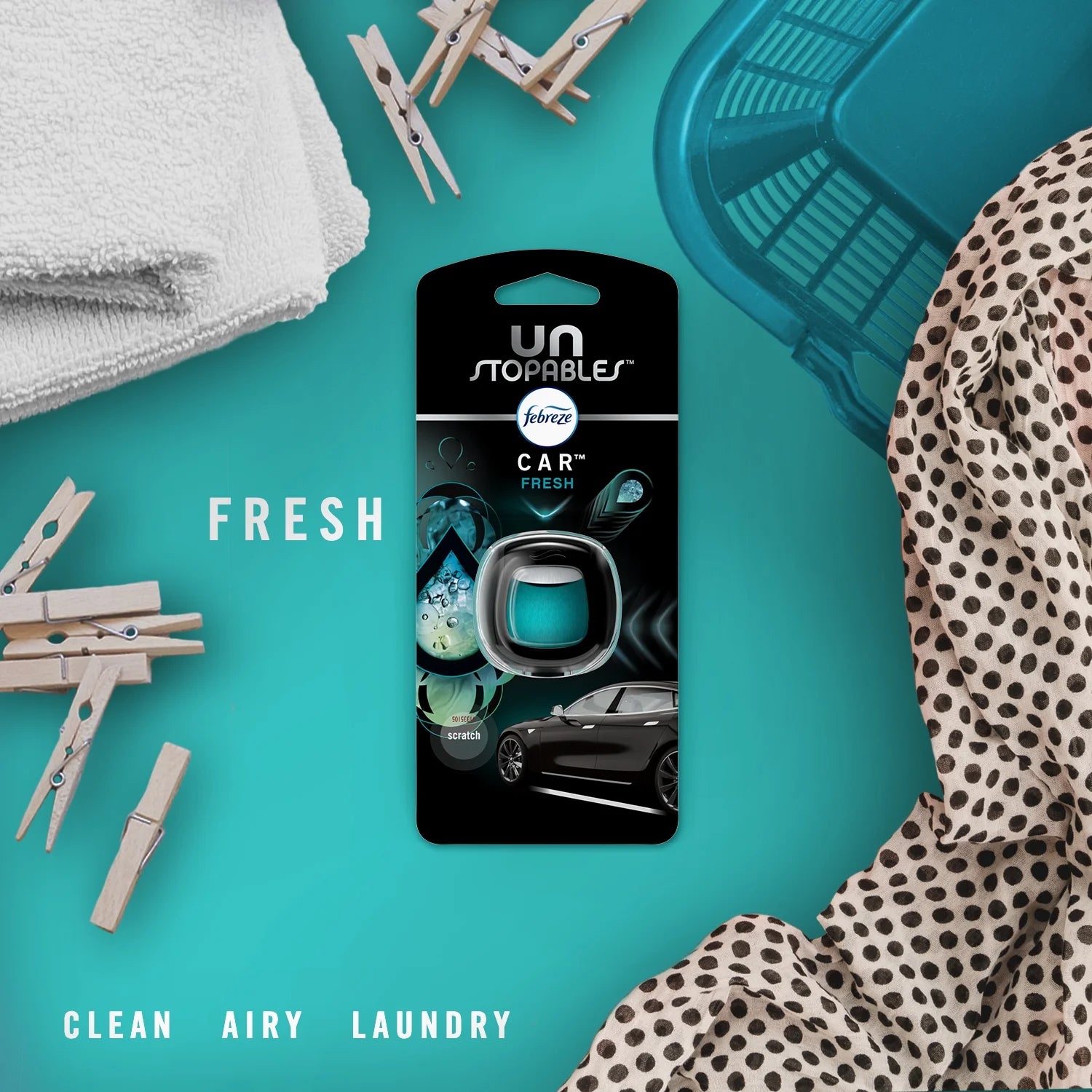 Febreze Unstopables Car Odor-Fighting Car Freshener Vent Clip Fresh, .07 fl oz. - View 6