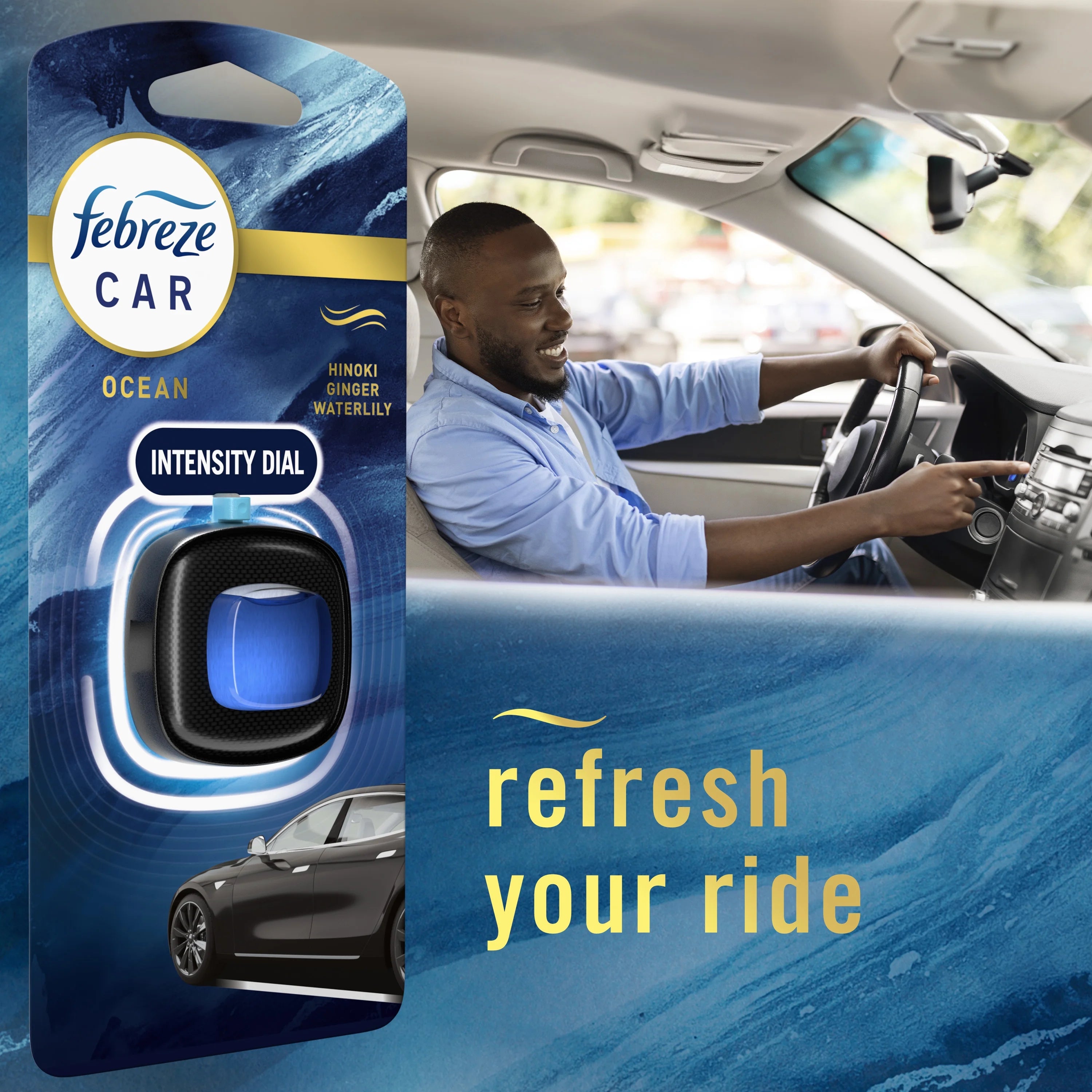 Febreze Car Air Freshener, Odor-Fighting Auto Car Vent Clip, Ocean, 2 Count - View 6