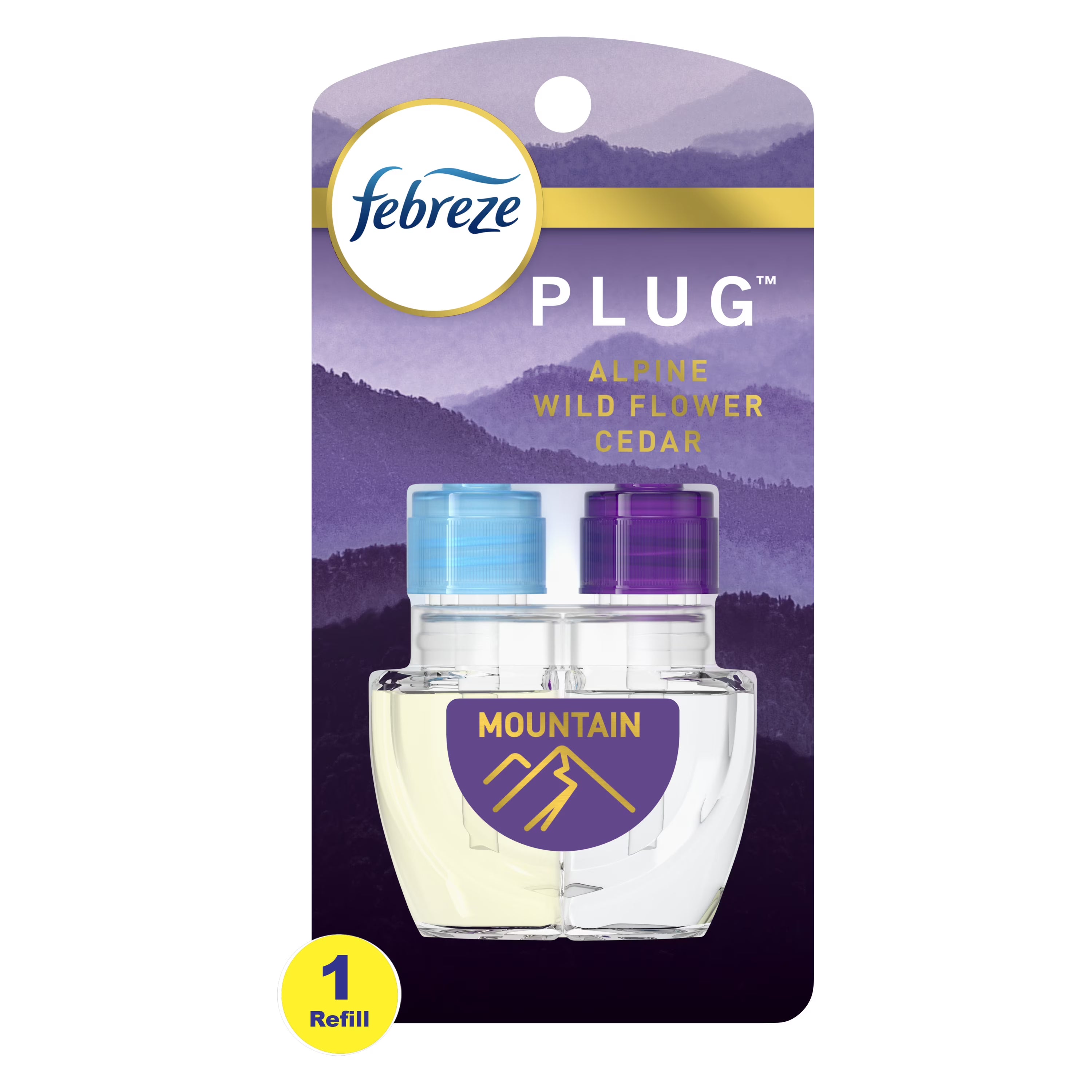 Febreze Odor-Eliminating Plug Air Freshener Refill, Alpine Wildflower Cedar