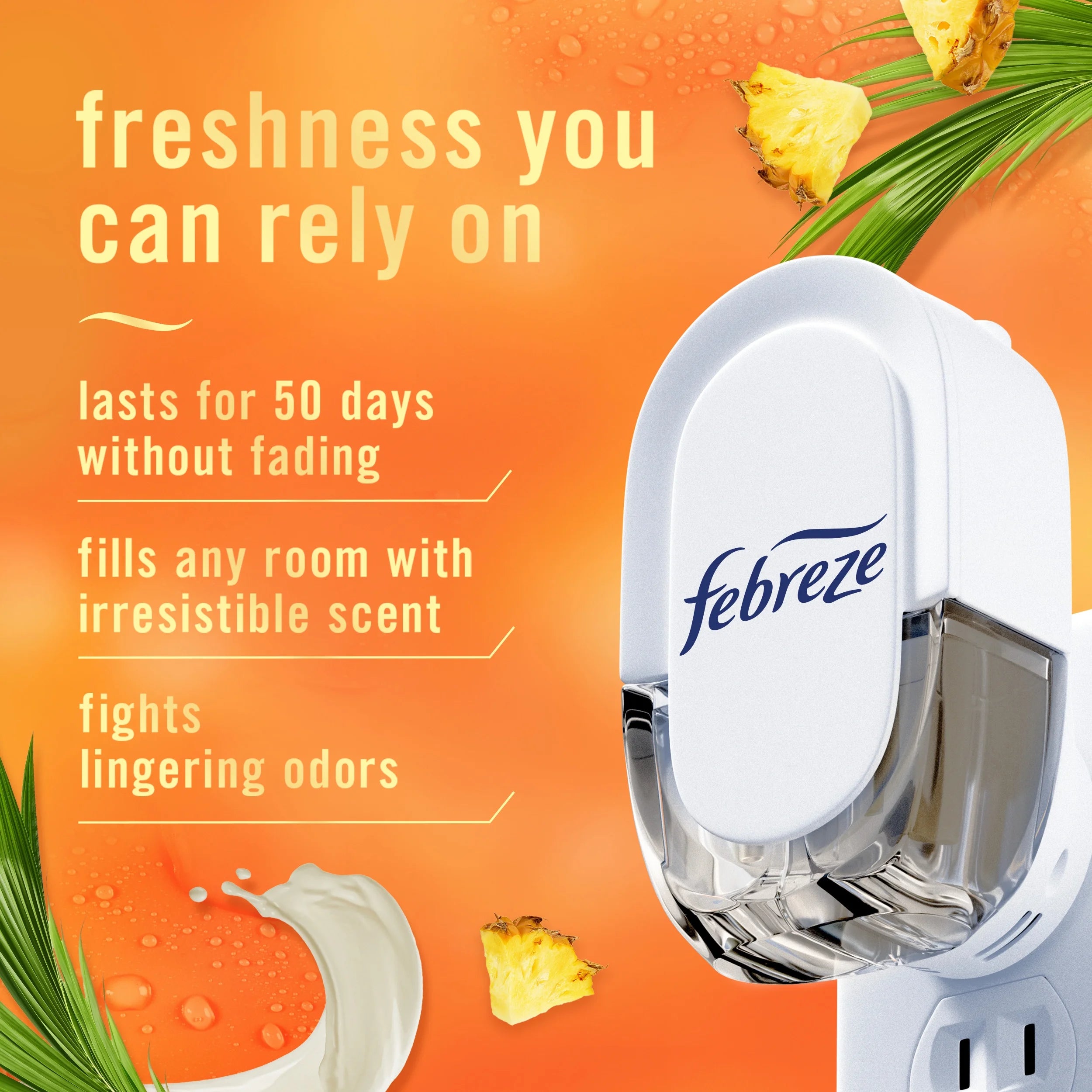 Febreze Plug In Air Freshener, Odor-Fighting Scented Oil Refill, Tropical Blend - View 2