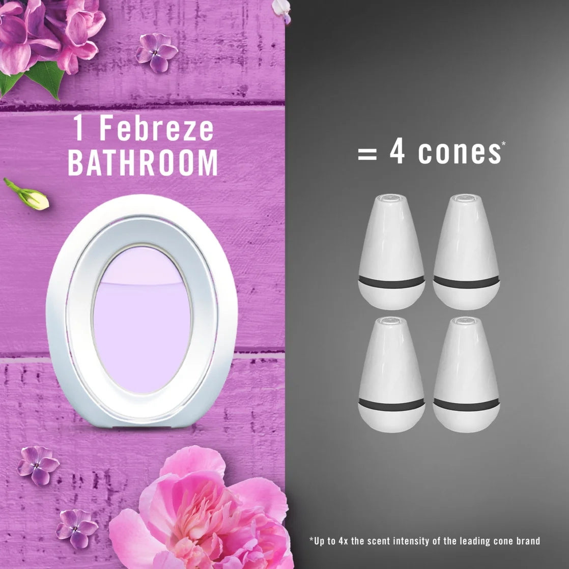 Febreze Bathroom Air Freshener, Odor-Fighting, Lilac, 2ct - View 5