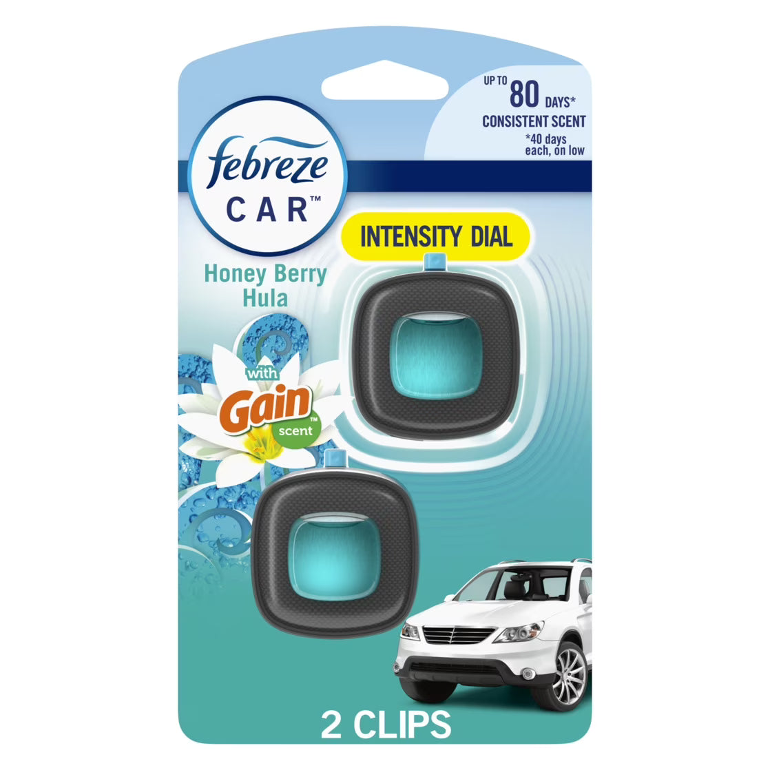 Febreze Car Air Freshener Vent Clip Gain Honey Berry Hula Scent, .06 oz. Car