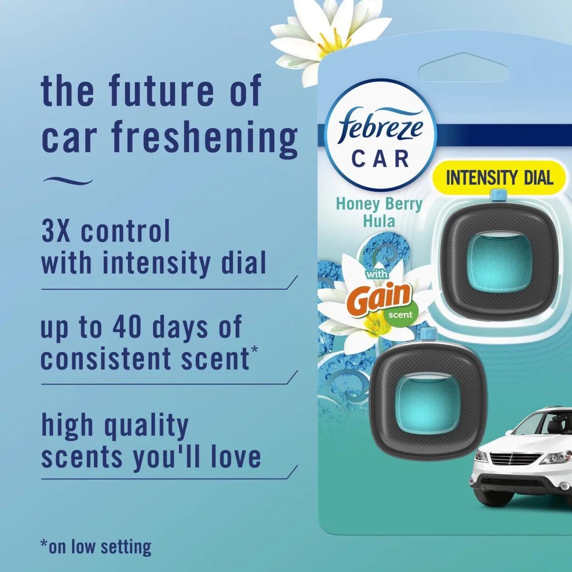 Febreze Car Air Freshener Vent Clip Gain Honey Berry Hula Scent, .06 oz. Car - View 2
