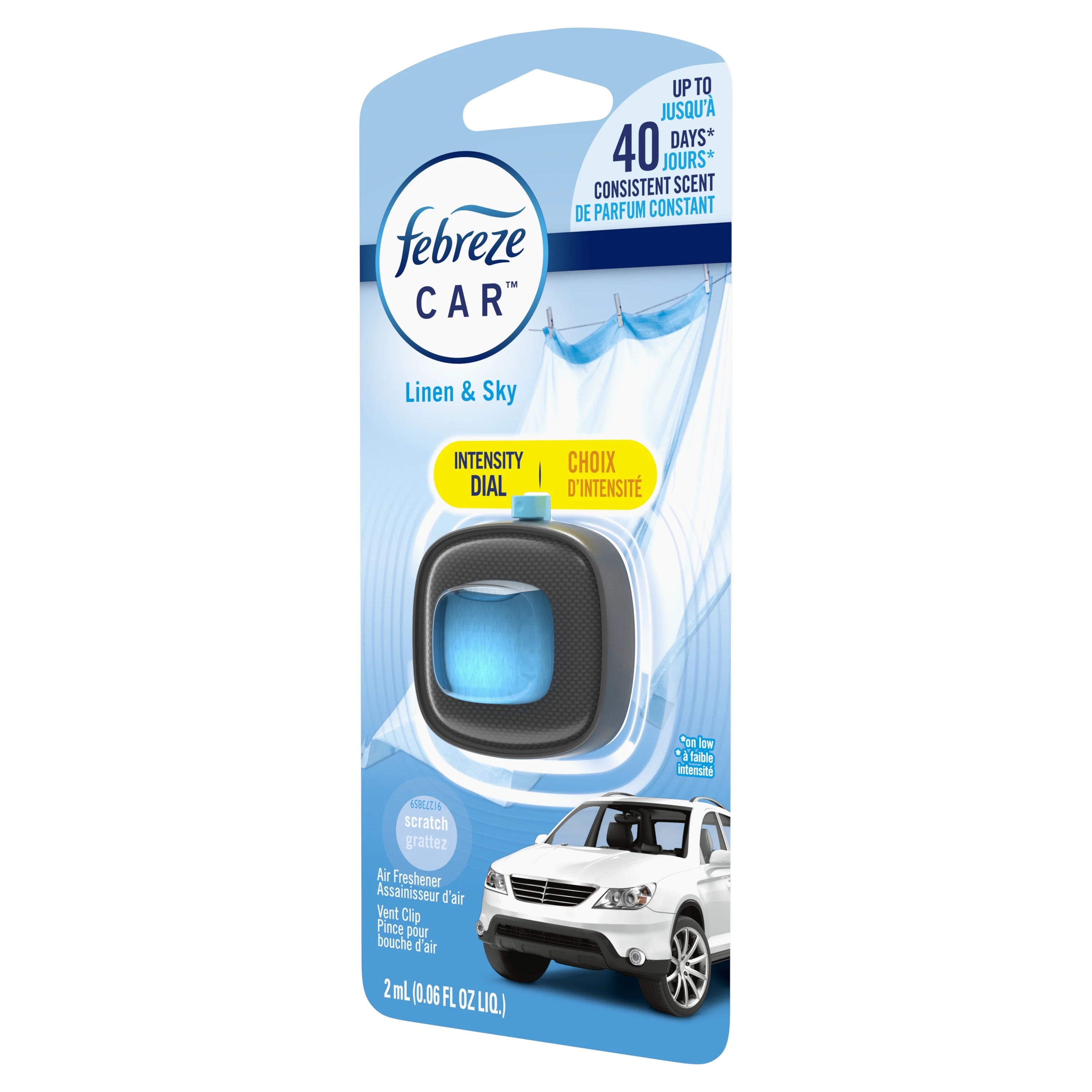 Febreze Car Air Freshener Vent Clip, Linen & Sky, 1 Count - View 2
