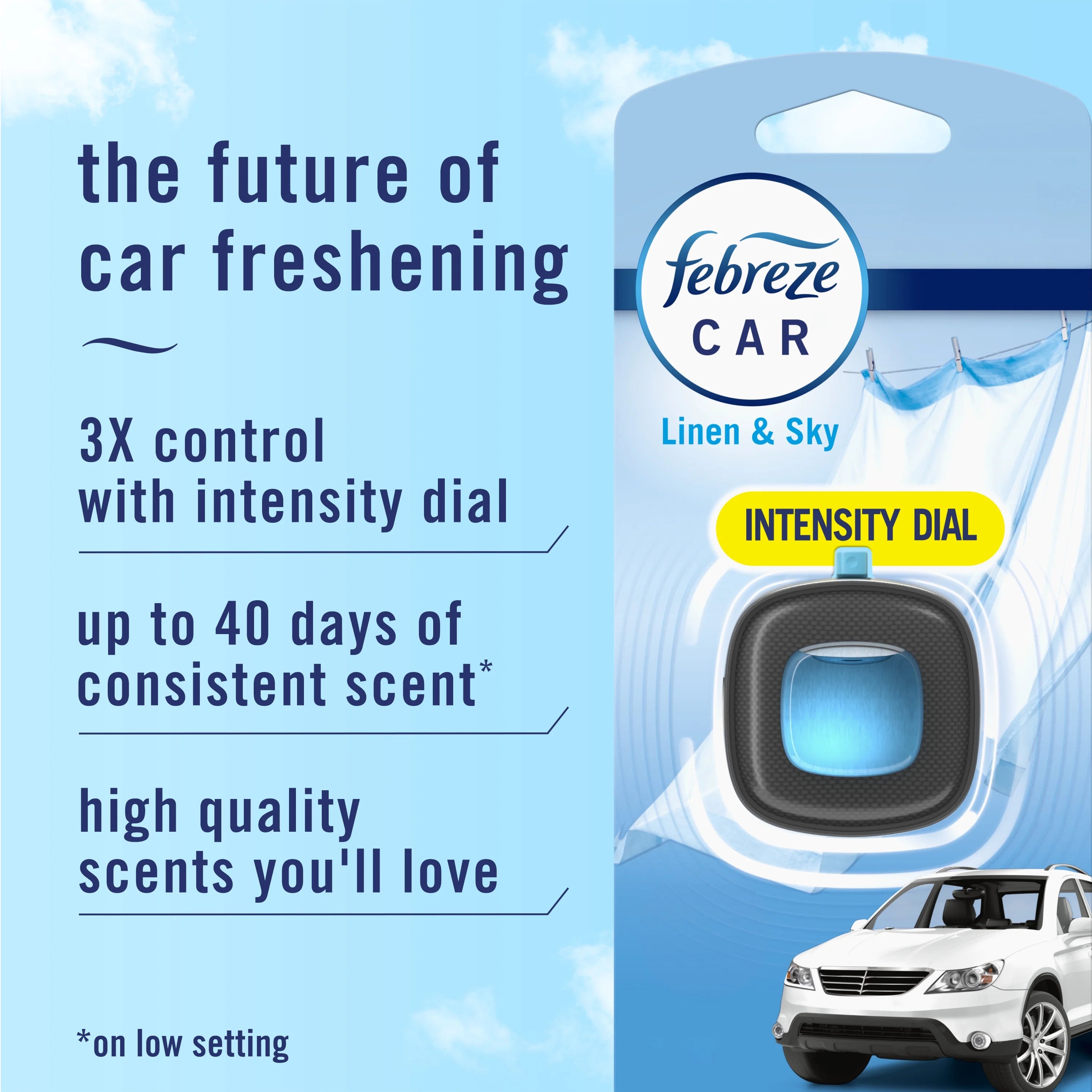 Febreze Car Air Freshener Vent Clip, Linen & Sky, 1 Count - View 4