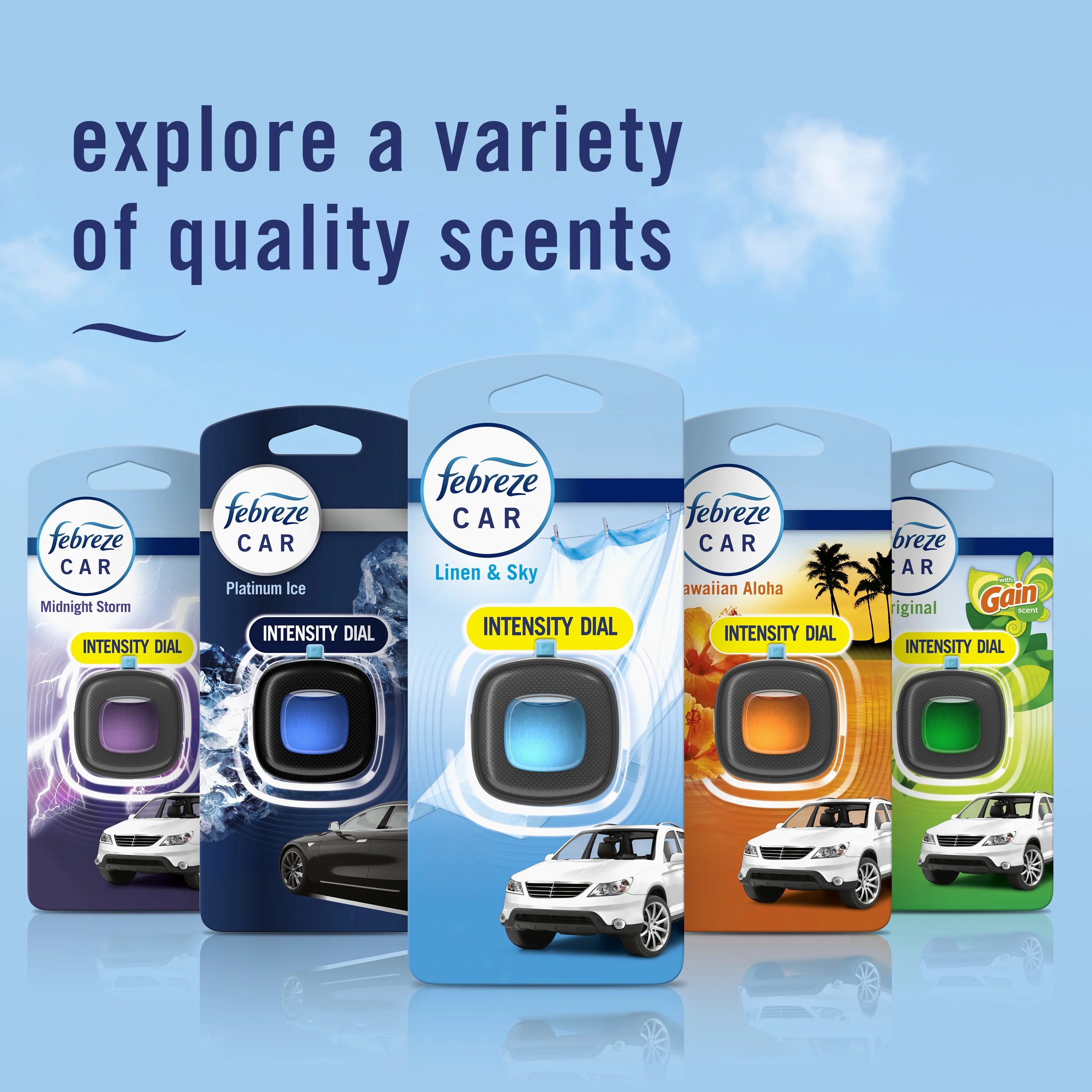 Febreze Car Air Freshener Vent Clip, Linen & Sky, 1 Count - View 5