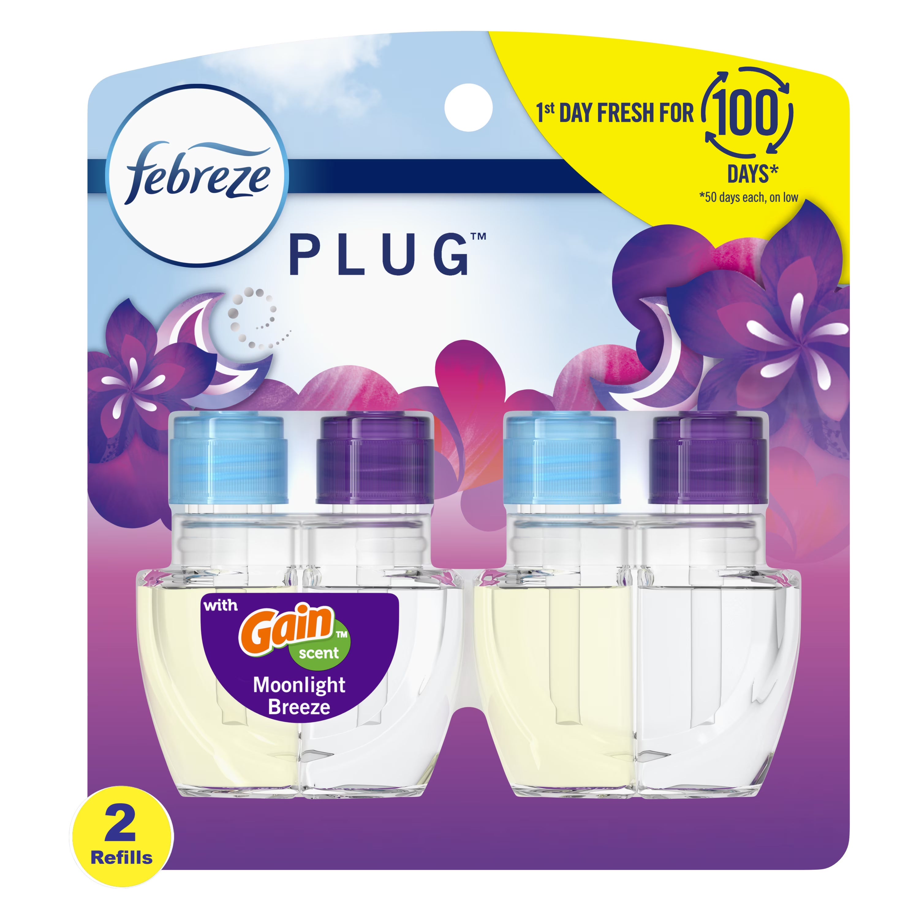 Febreze Plug In Air Freshener, Odor-Fighting Scented Oil Refill, Gain Moonlight