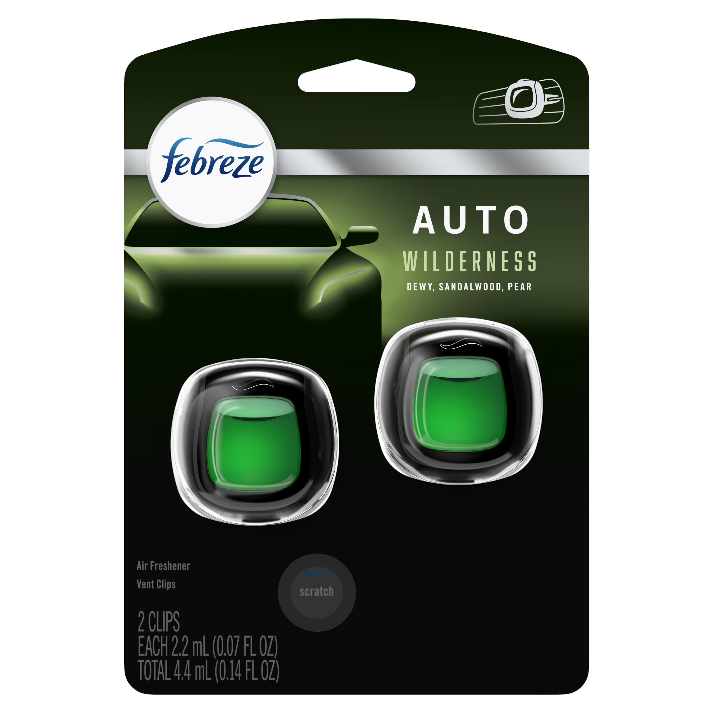Febreze Auto Odor-Eliminating Car Freshener Vent Clip Lush, .07 oz, 2 Pack - View 3