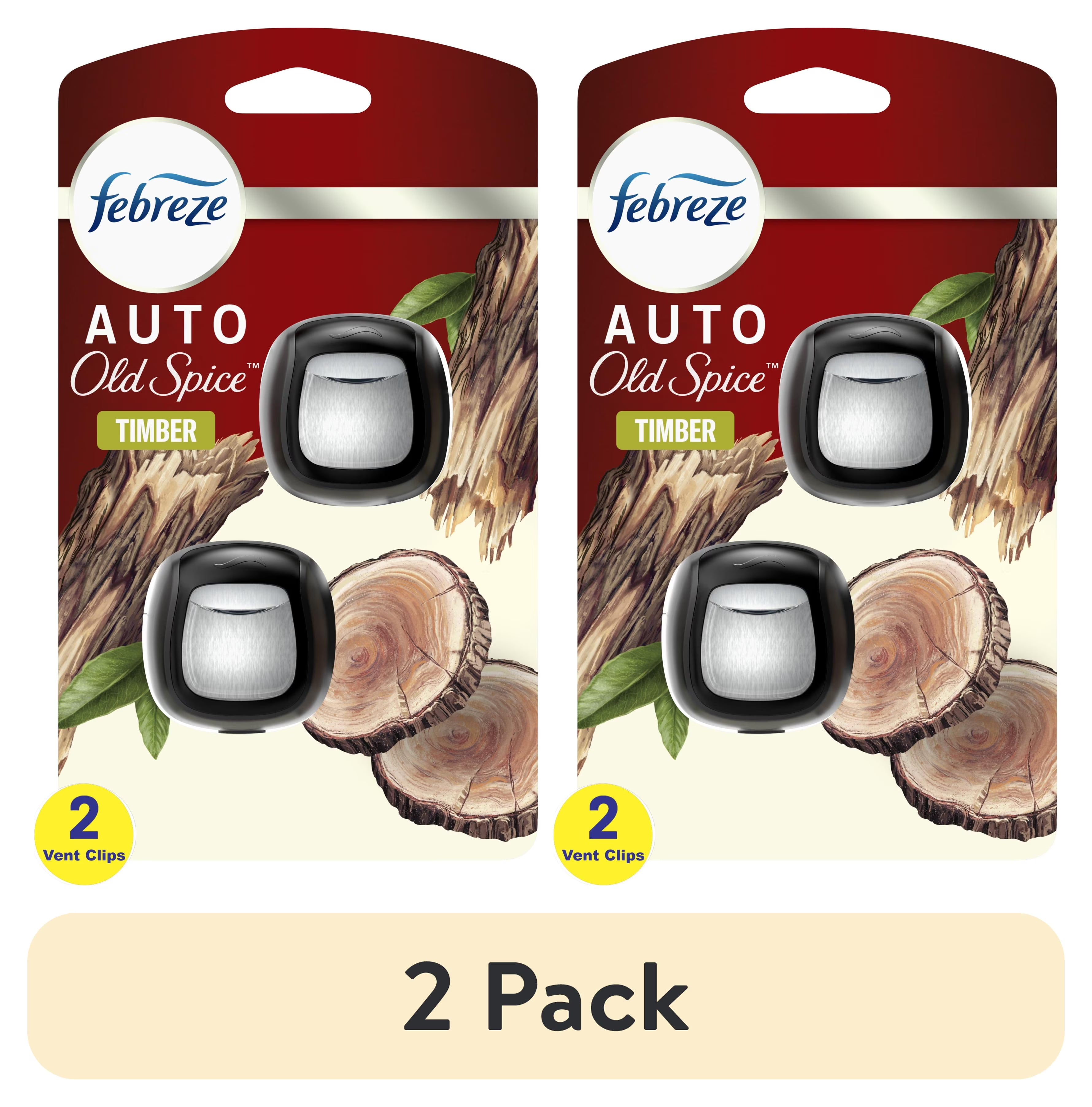 Febreze AUTO Car Air Freshener, Odor-Fighting Car Vent Clip, Old Spice Timber, - View 2
