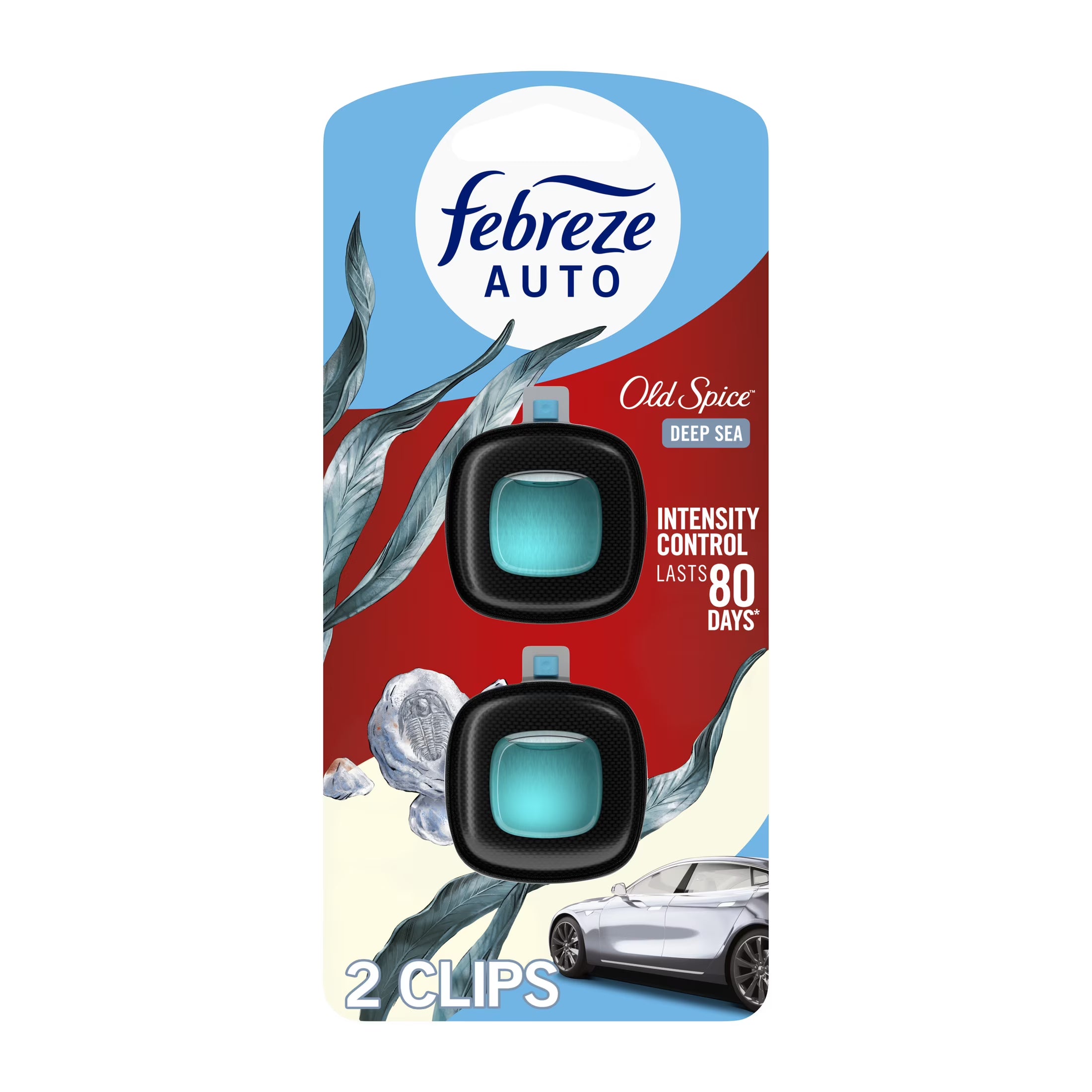 Febreze AUTO Car Air Freshener, Odor-Fighting Car Vent Clip, Old Spice Deep