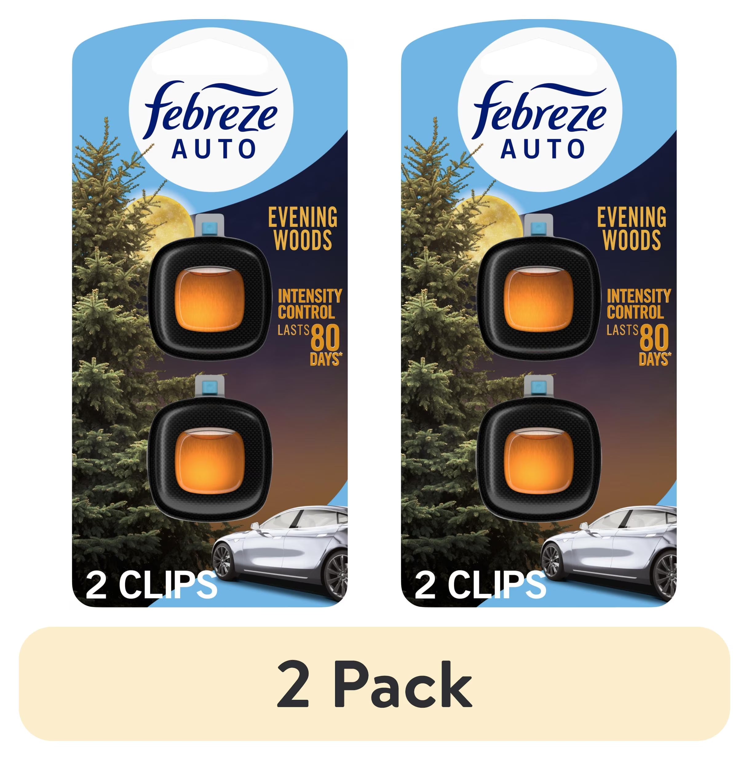 Febreze AUTO Car Air Freshener, Odor-Fighting Car Vent Clip, Evening Woods, 2 - View 2