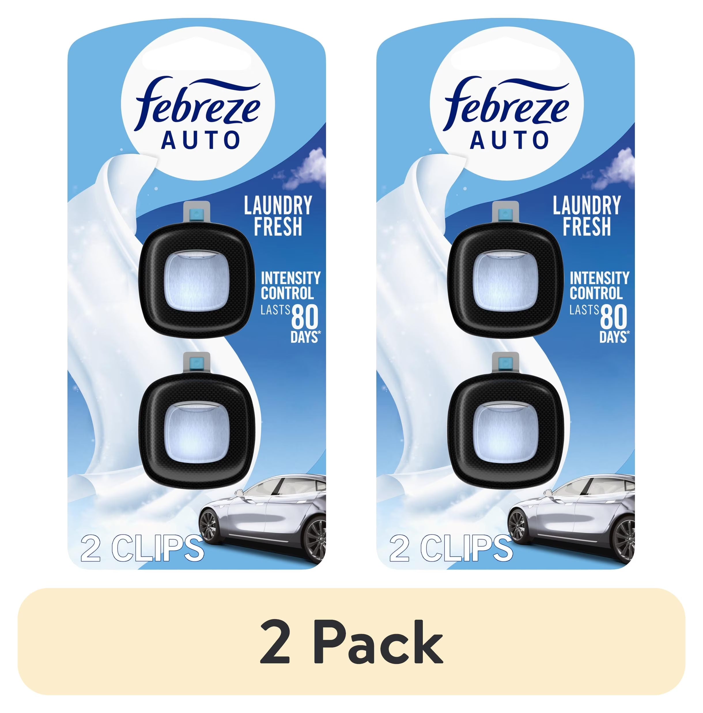 Febreze AUTO Car Air Freshener, Odor-Fighting Car Vent Clip, Laundry Fresh, 2 - View 2