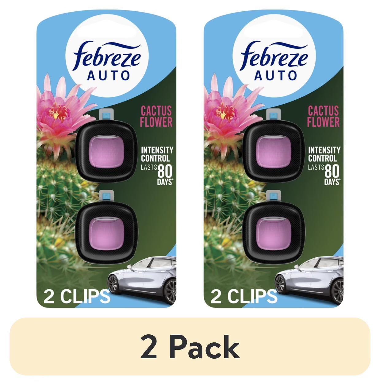 Febreze AUTO Car Air Freshener, Odor-Fighting Car Vent Clip, Cactus Flower, 2 - View 2