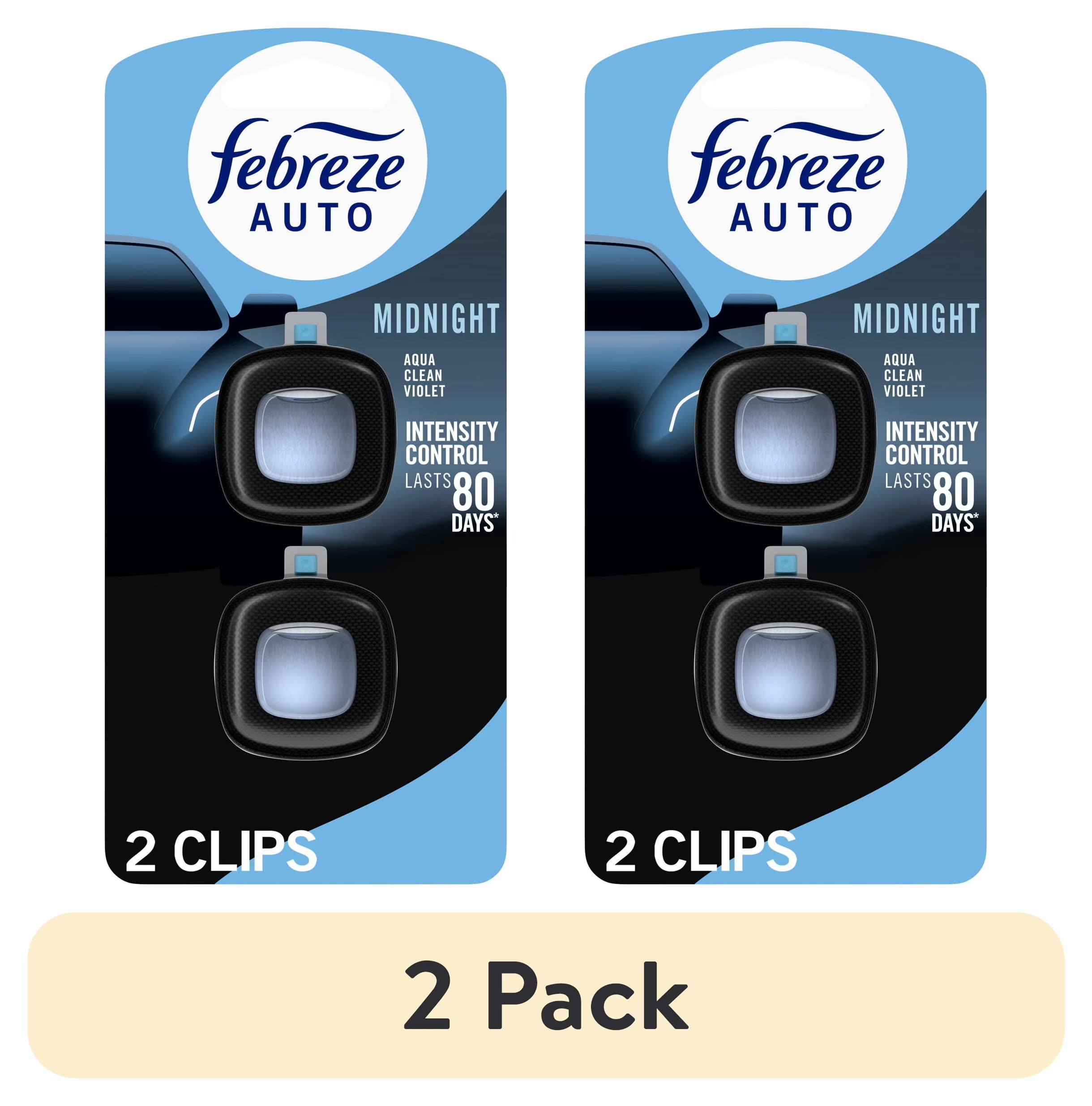 Febreze AUTO Car Air Freshener, Odor-Fighting Car Vent Clip, Midnight, 2 Count - View 2