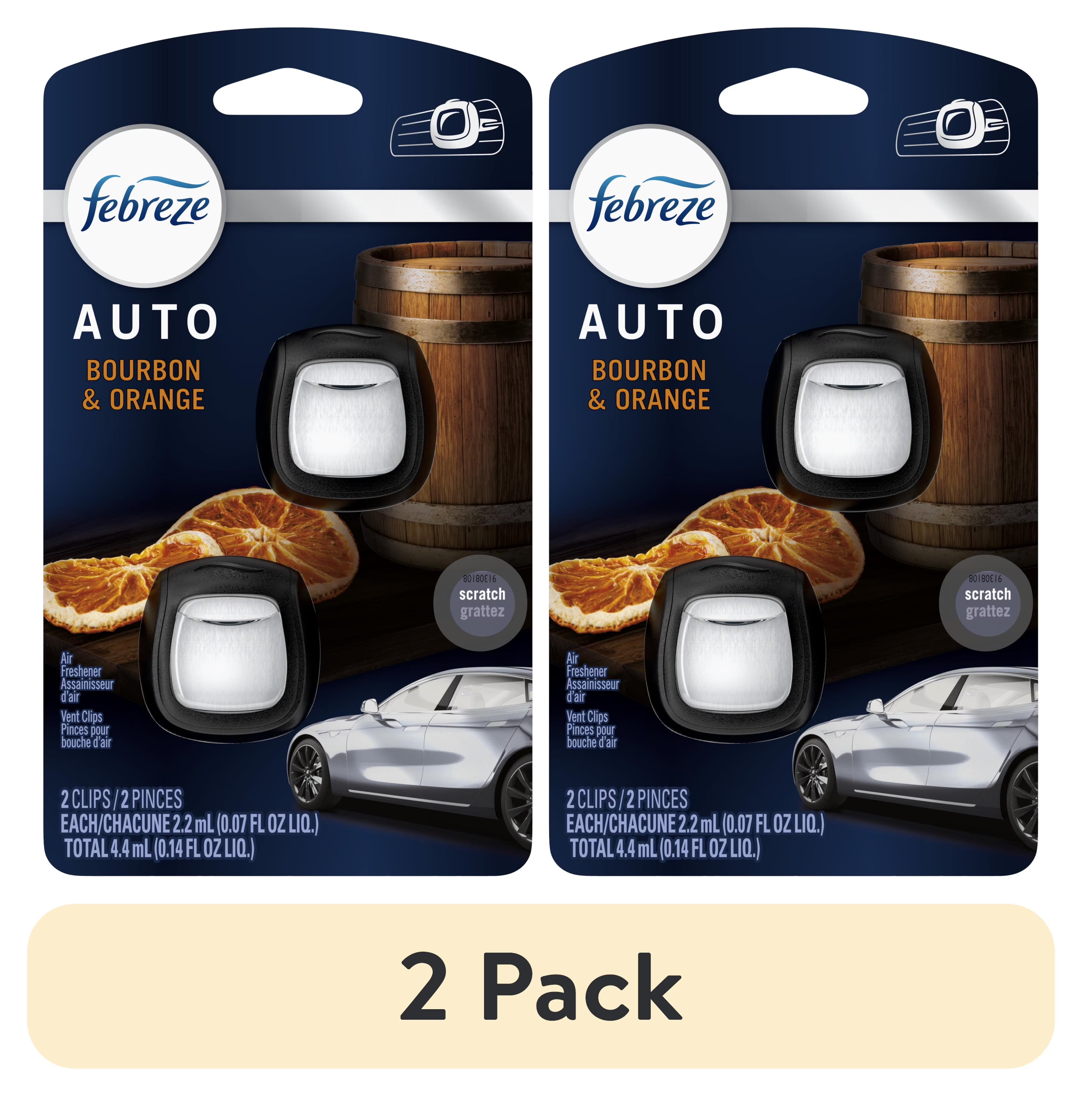 Febreze AUTO Car Air Freshener, Odor-Fighting Car Vent Clip, Bourbon & Orange, - View 2