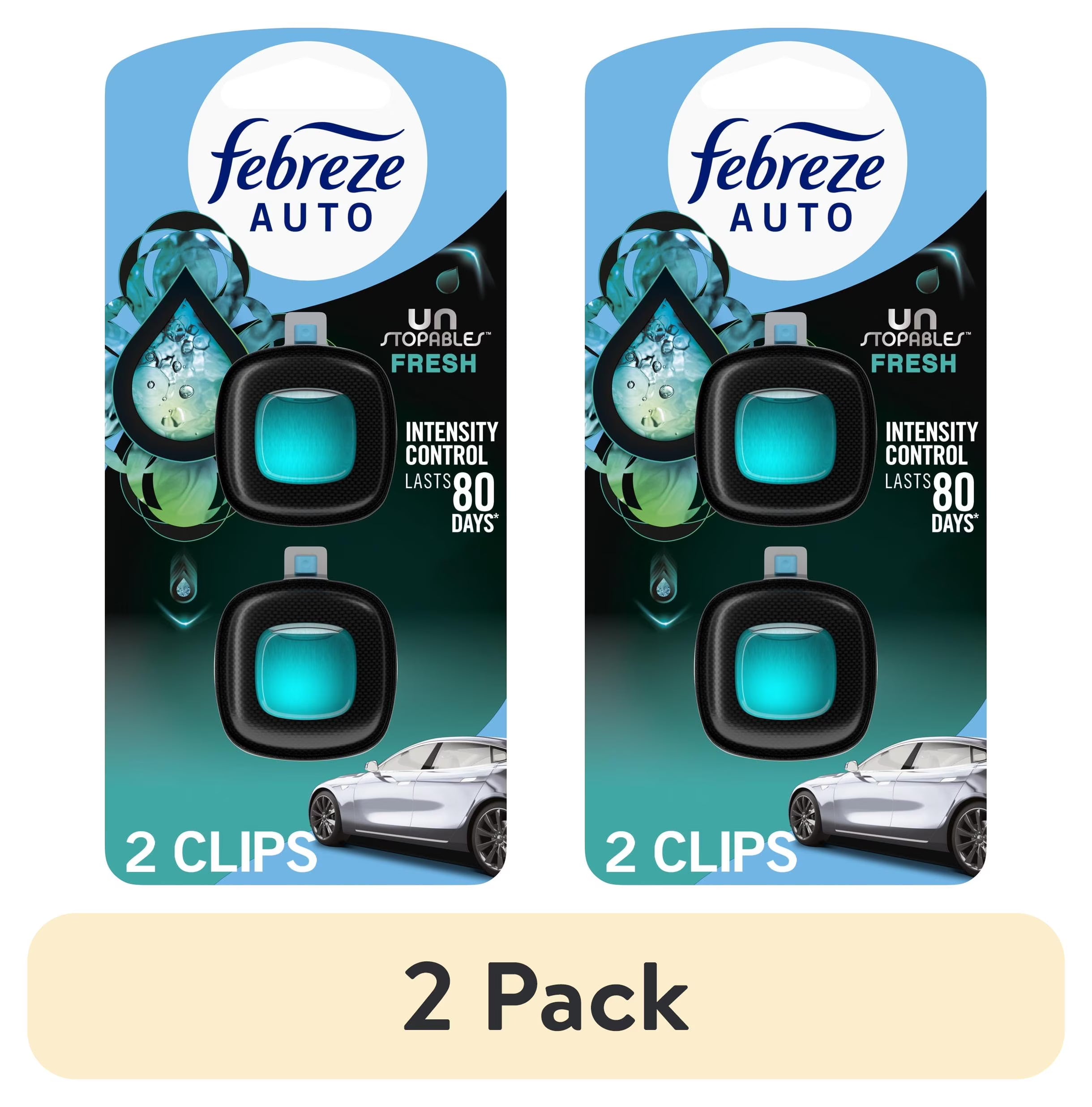 Febreze AUTO Car Air Freshener, Odor-Fighting Car Vent Clip, Unstopables Fresh, - View 2
