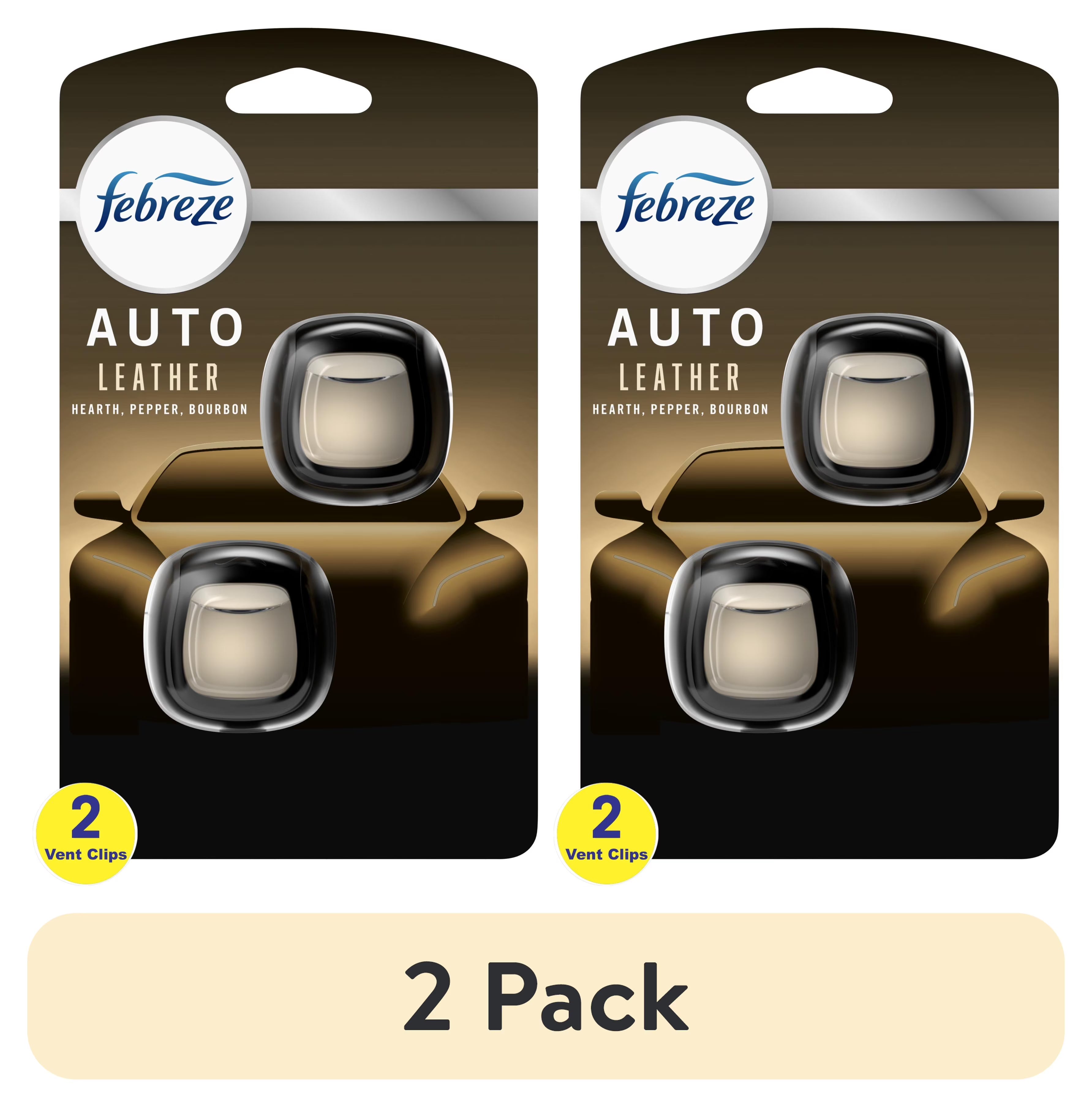 Febreze AUTO Car Air Freshener, Odor-Fighting Car Vent Clip, Leather, 2 Count - View 2