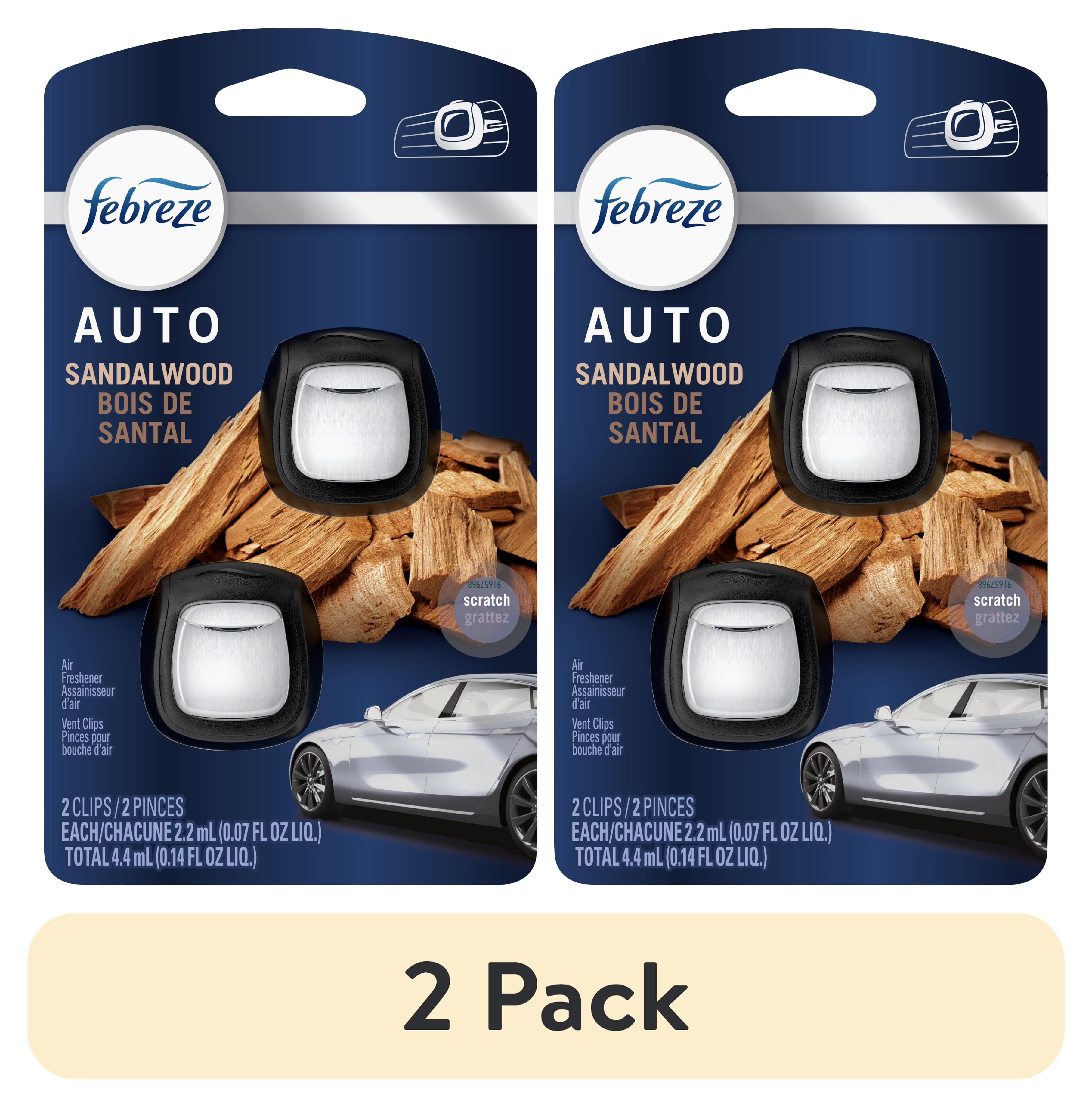 Febreze AUTO Car Air Freshener, Odor-Fighting Car Vent Clip, Sandalwood, 2 Count - View 2