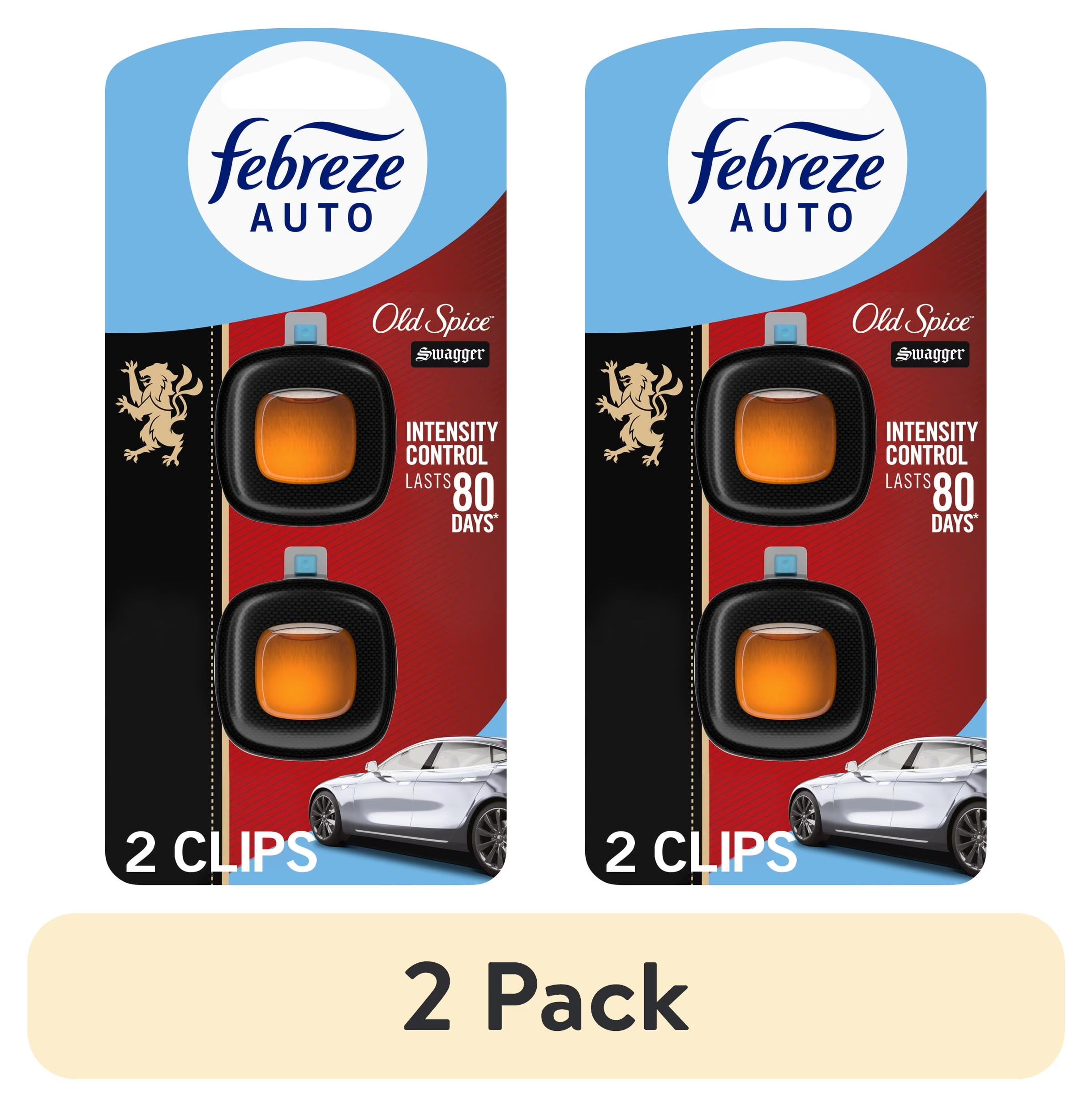 Febreze AUTO Car Air Freshener, Odor-Fighting Car Vent Clip, Old Spice Swagger, - View 2