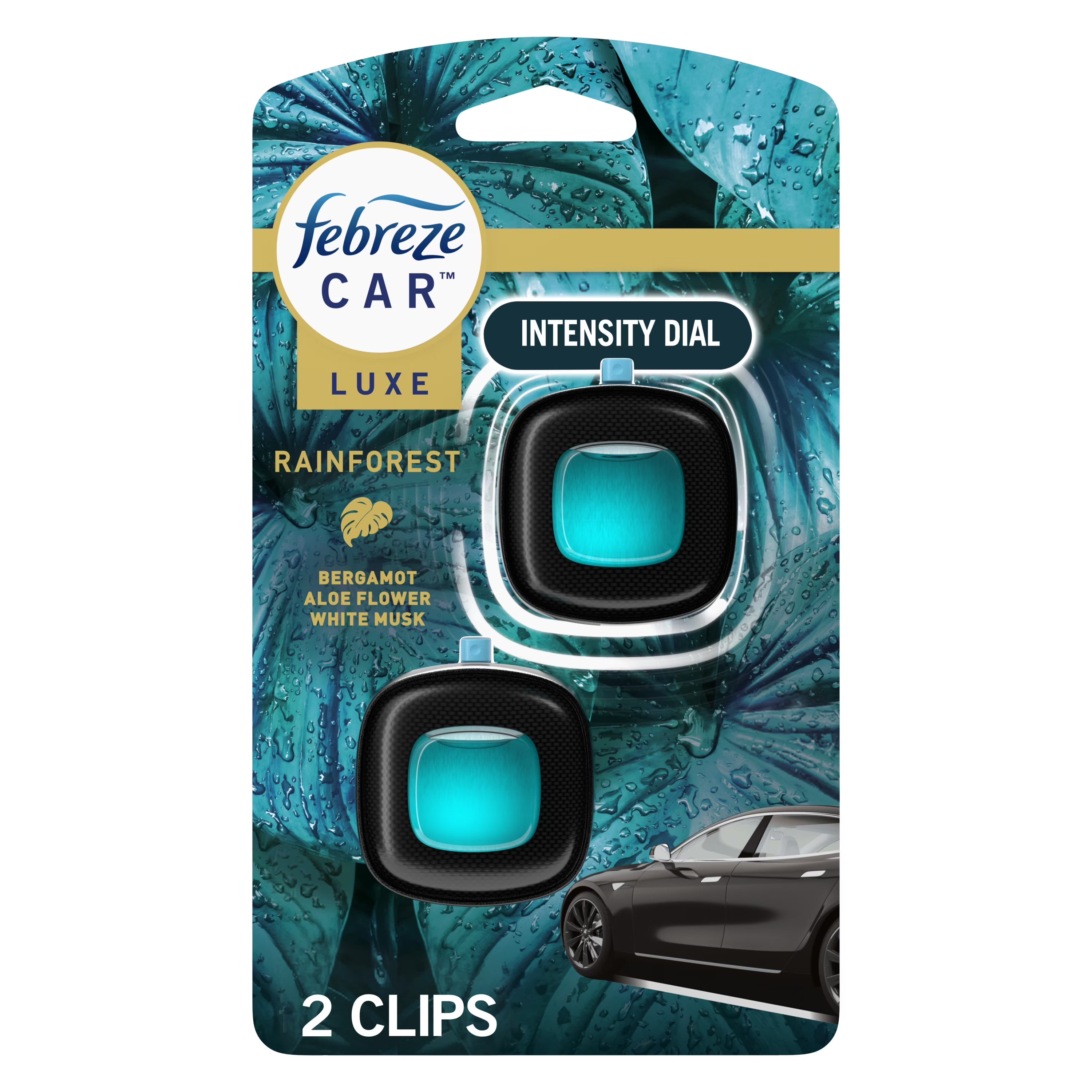 Febreze Car Rainforest Scent Air Freshener Vent Clip, .07 oz. Car Vent Clip, 2
