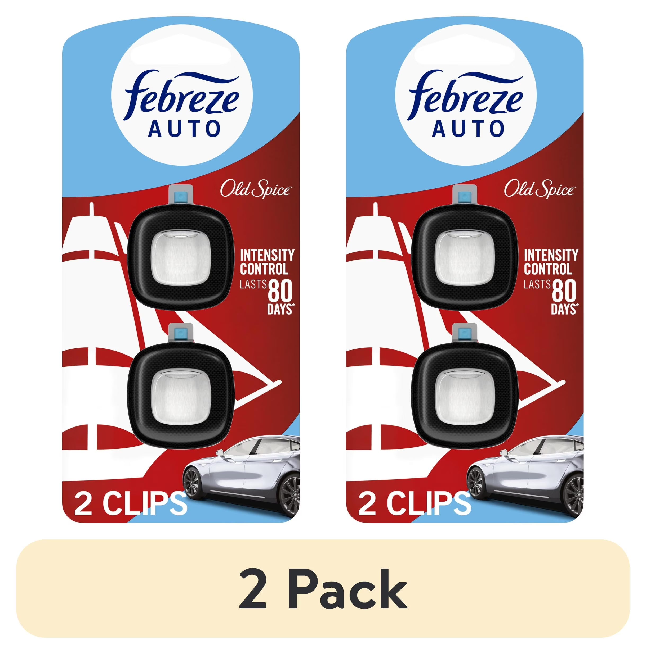 Febreze AUTO Car Air Freshener, Odor-Fighting Car Vent Clip, Old Spice, 2 Count - View 2