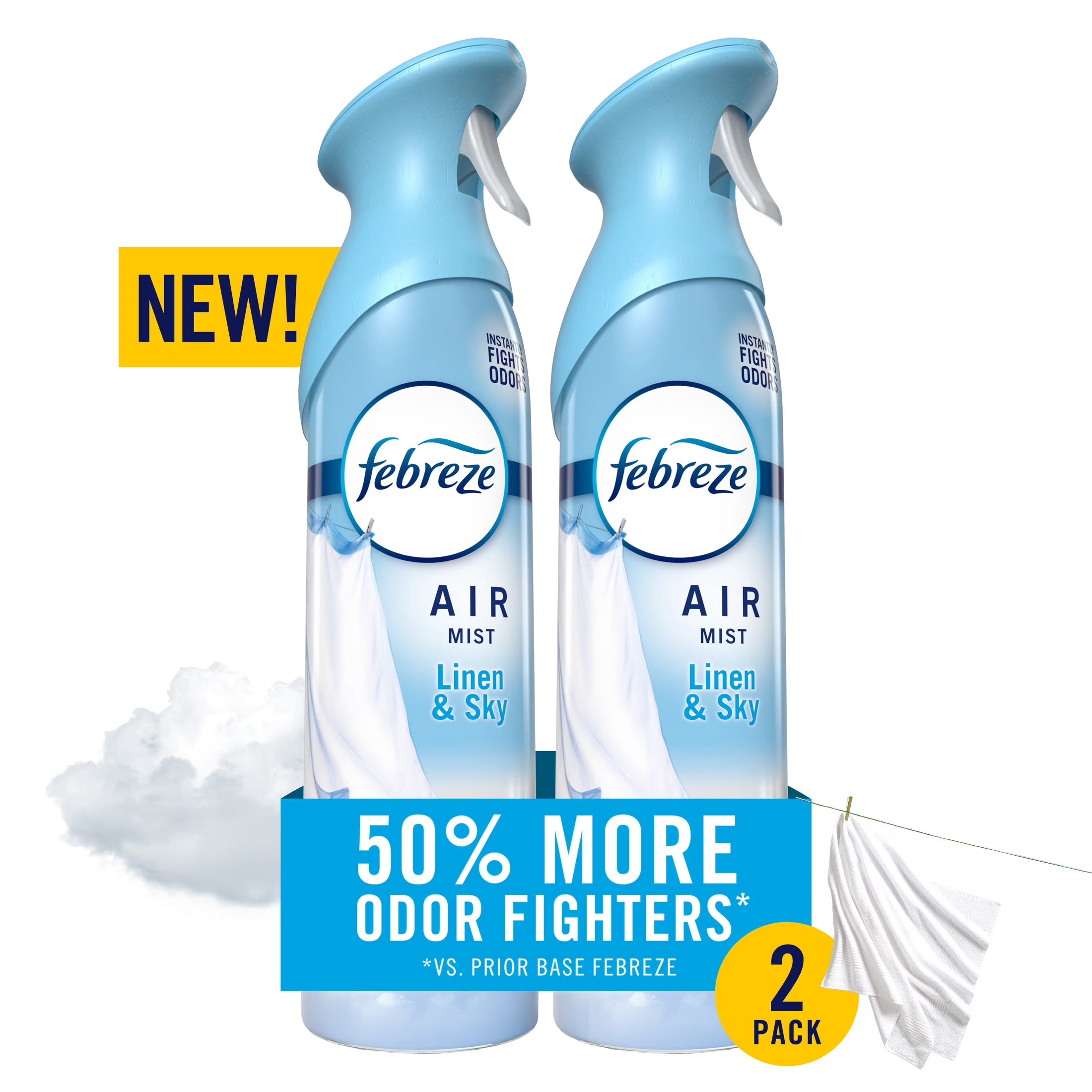 Febreze Air Mist Air Freshener Spray, Linen & Sky Scent, 8.1oz, 2 Count - View 2