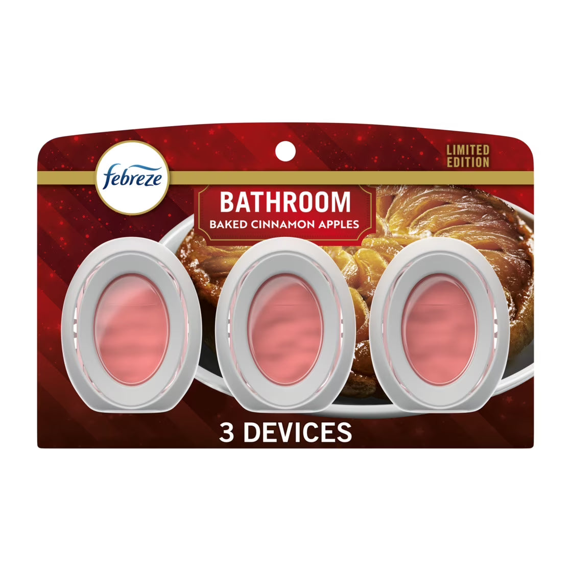 Febreze Bathroom Air Freshener, Odor-Fighting, Baked Cinnamon Apple Scent, 3
