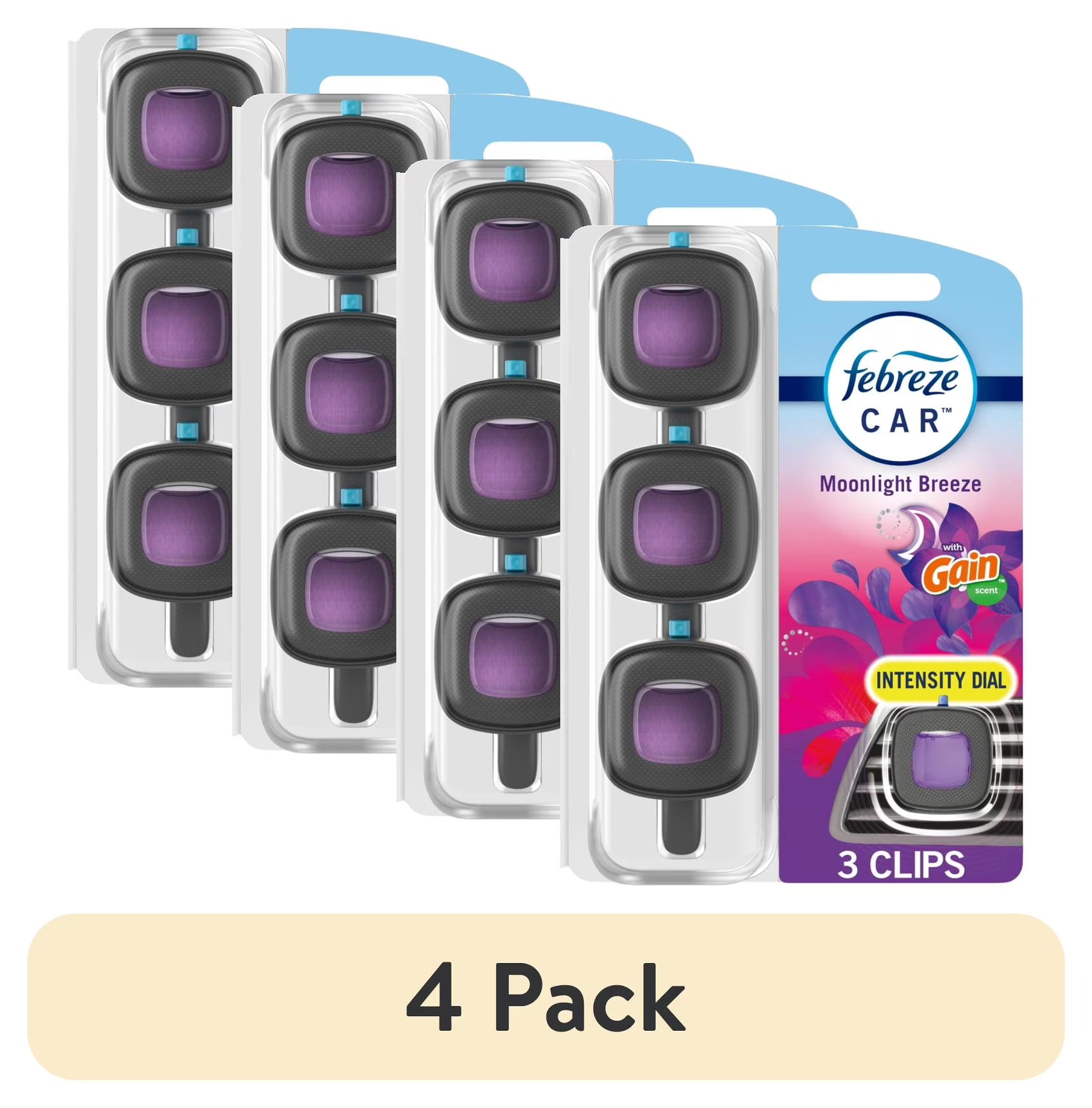 Febreze Car Air Freshener Odor-Fighting Car Vent Clip, Gain Moonlight Breeze, 3 - View 2