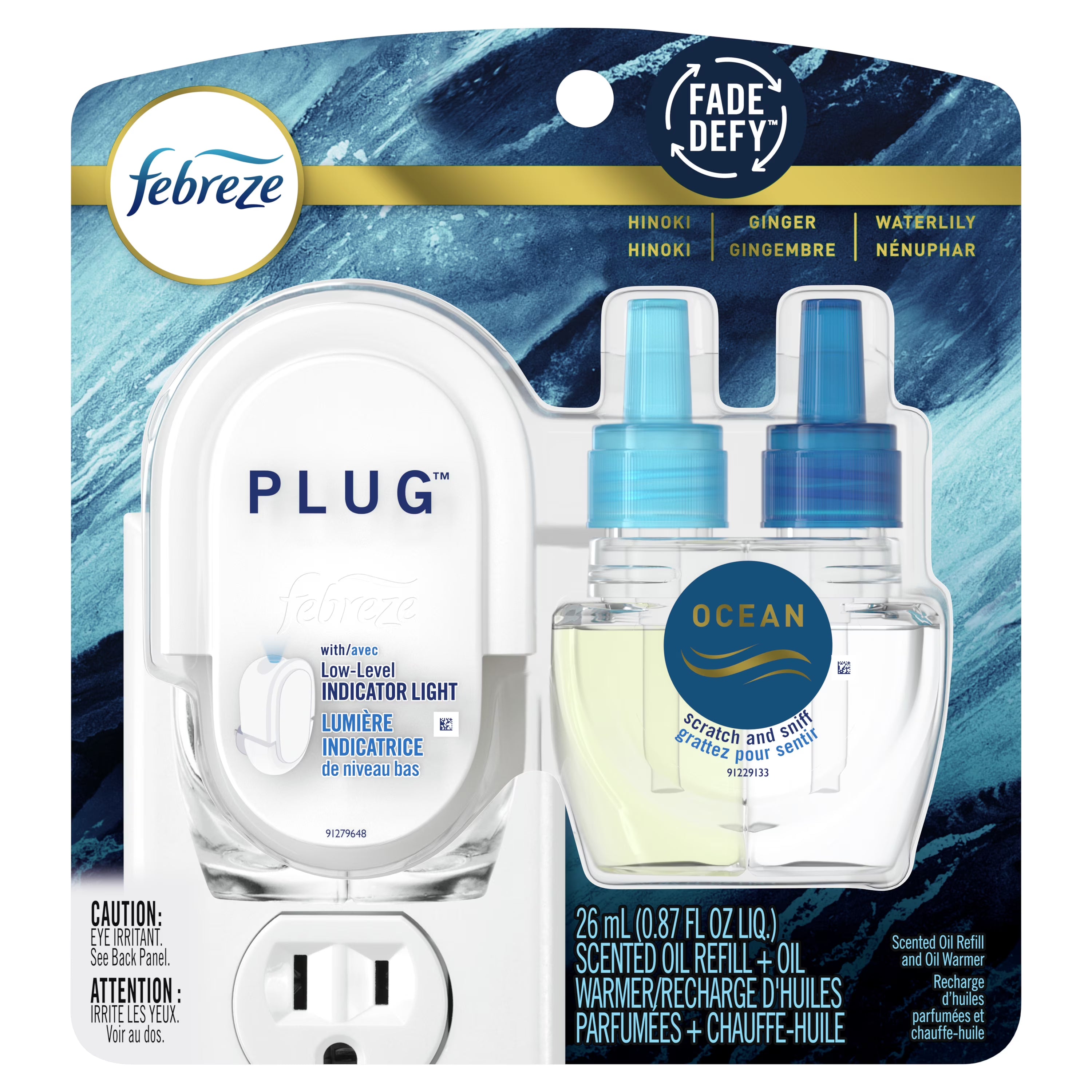 Febreze Plug In Air Freshener, Odor-Fighting Scented Oil Starter Kit, Ocean