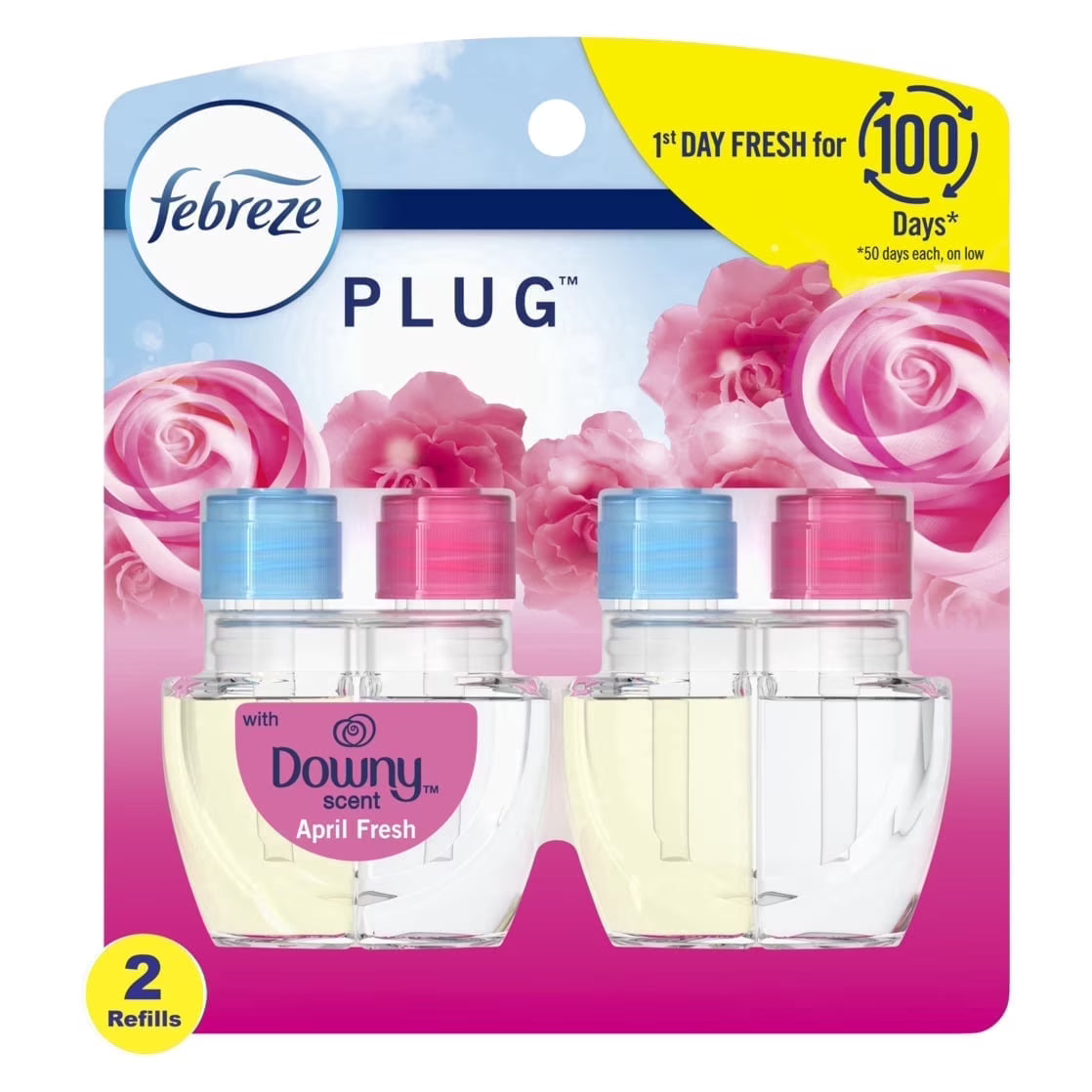 Febreze Plug In Air Freshener, Odor-Fighting Oil Refill, Downy April Fresh, 2 - View 2