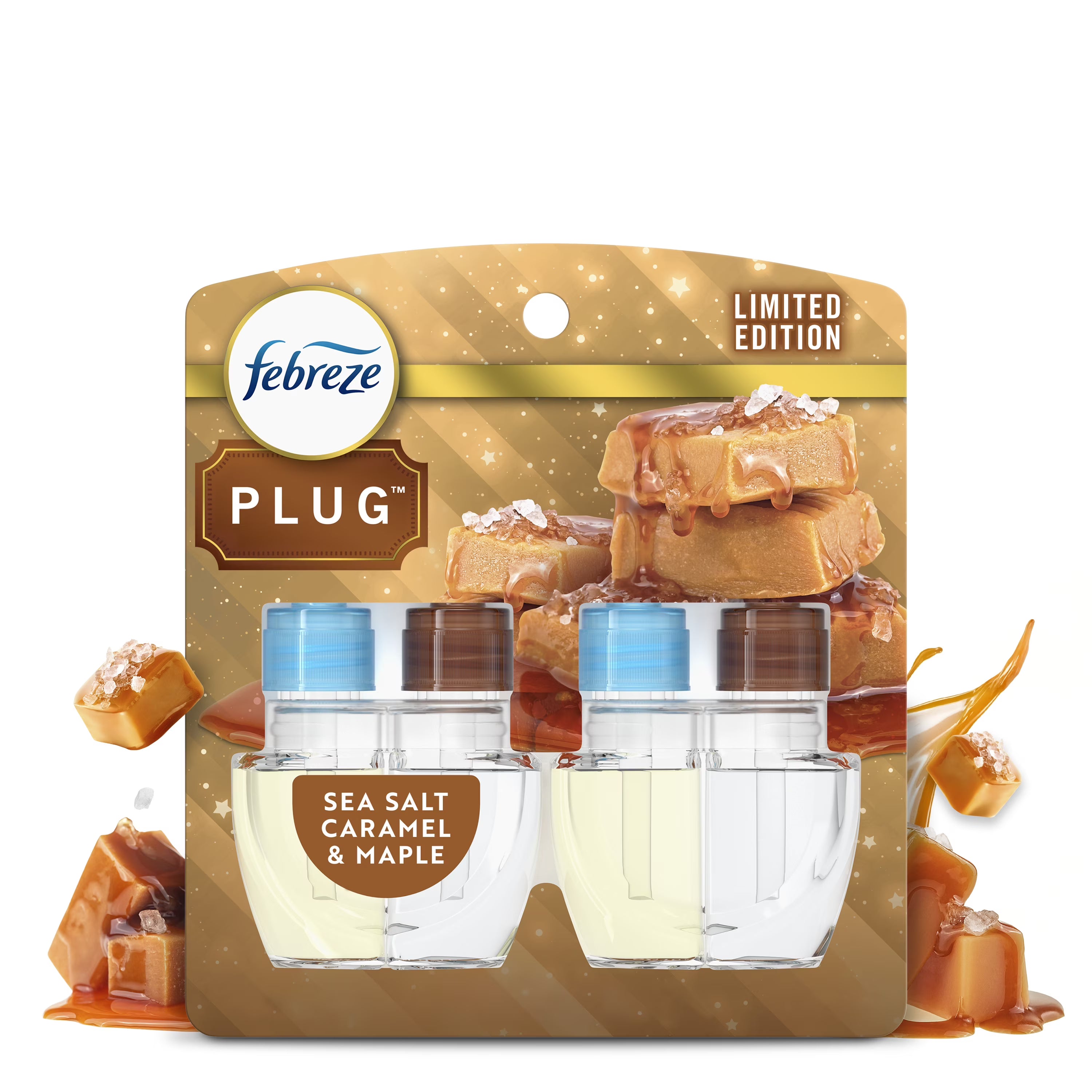 Febreze Plug Refill Odor-Fighting Air Freshener Sea Salt Caramel & Maple Scent,