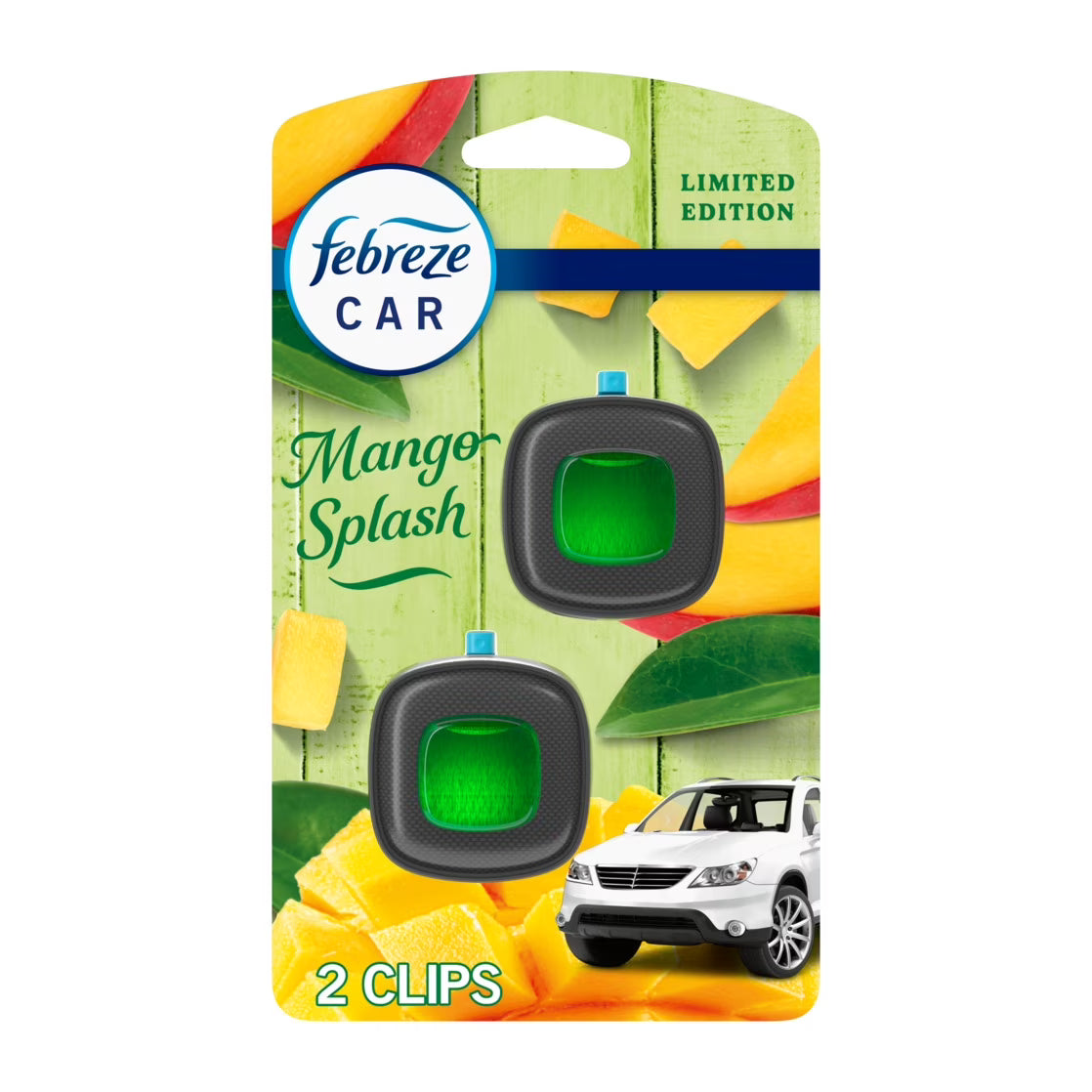 Febreze Car Air Freshener, Odor-Fighting Automotive Vent Clip, Mango Splash