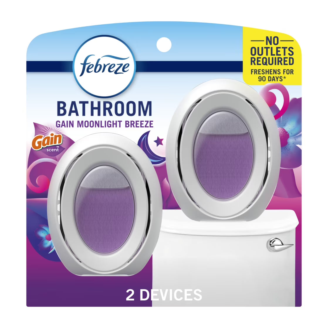 Febreze Bathroom Air Freshener, Gain Moonlight Breeze Scent, 2 Count,