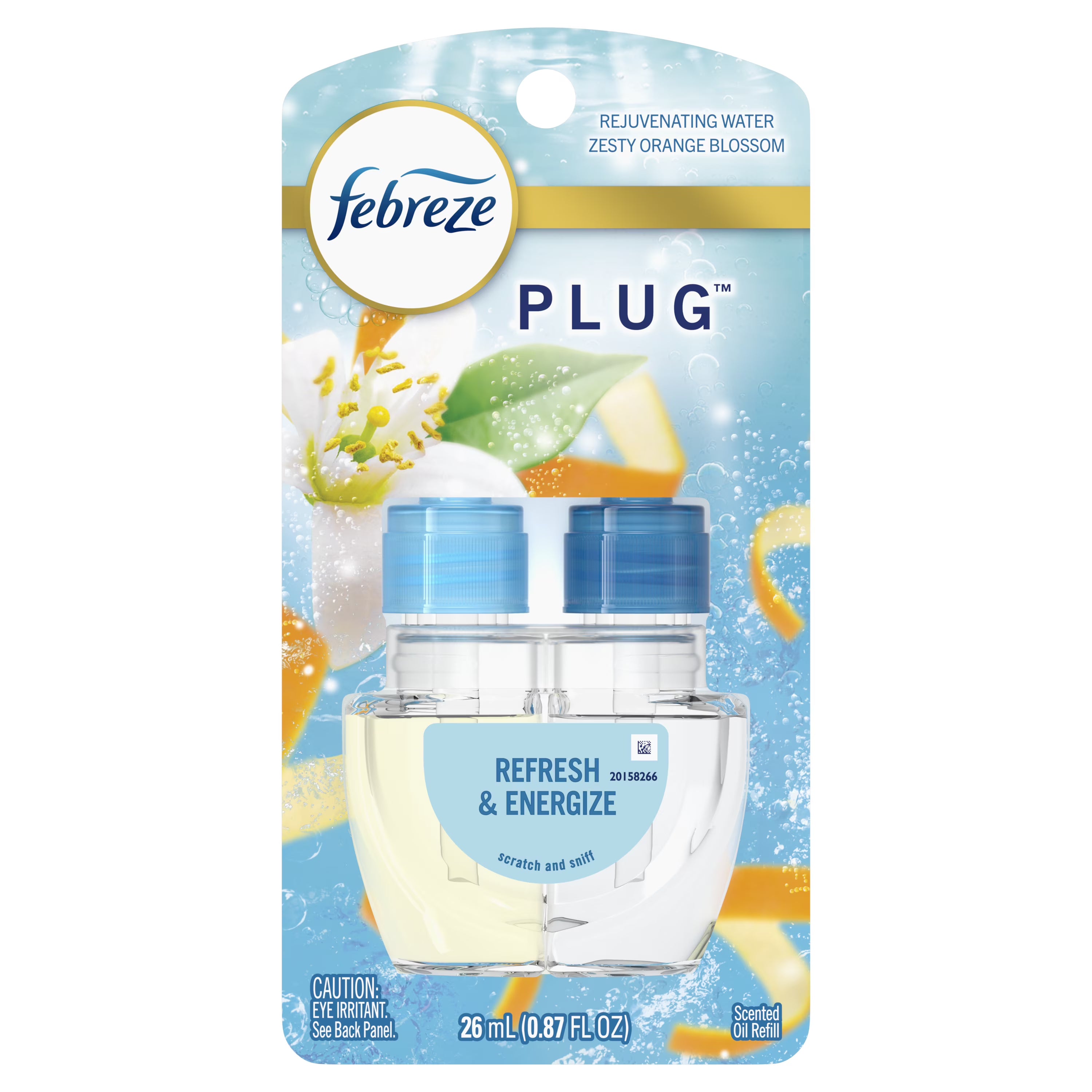 Febreze Plug In Air Freshener, Odor-Fighting Scented Oil Refill, Refresh &