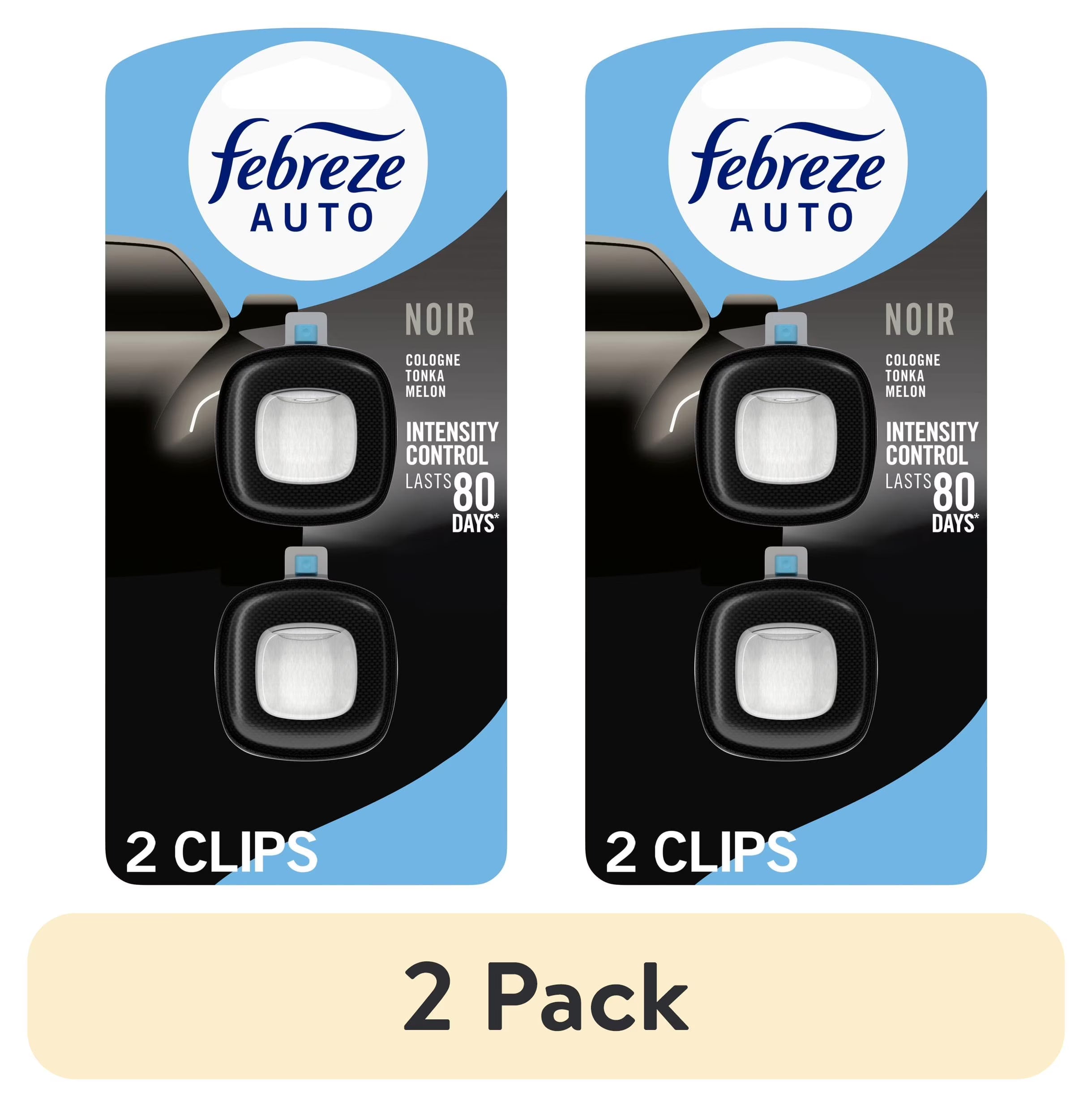 Febreze AUTO Car Air Freshener, Odor-Fighting Car Vent Clip, Noir, 2 Count - View 2