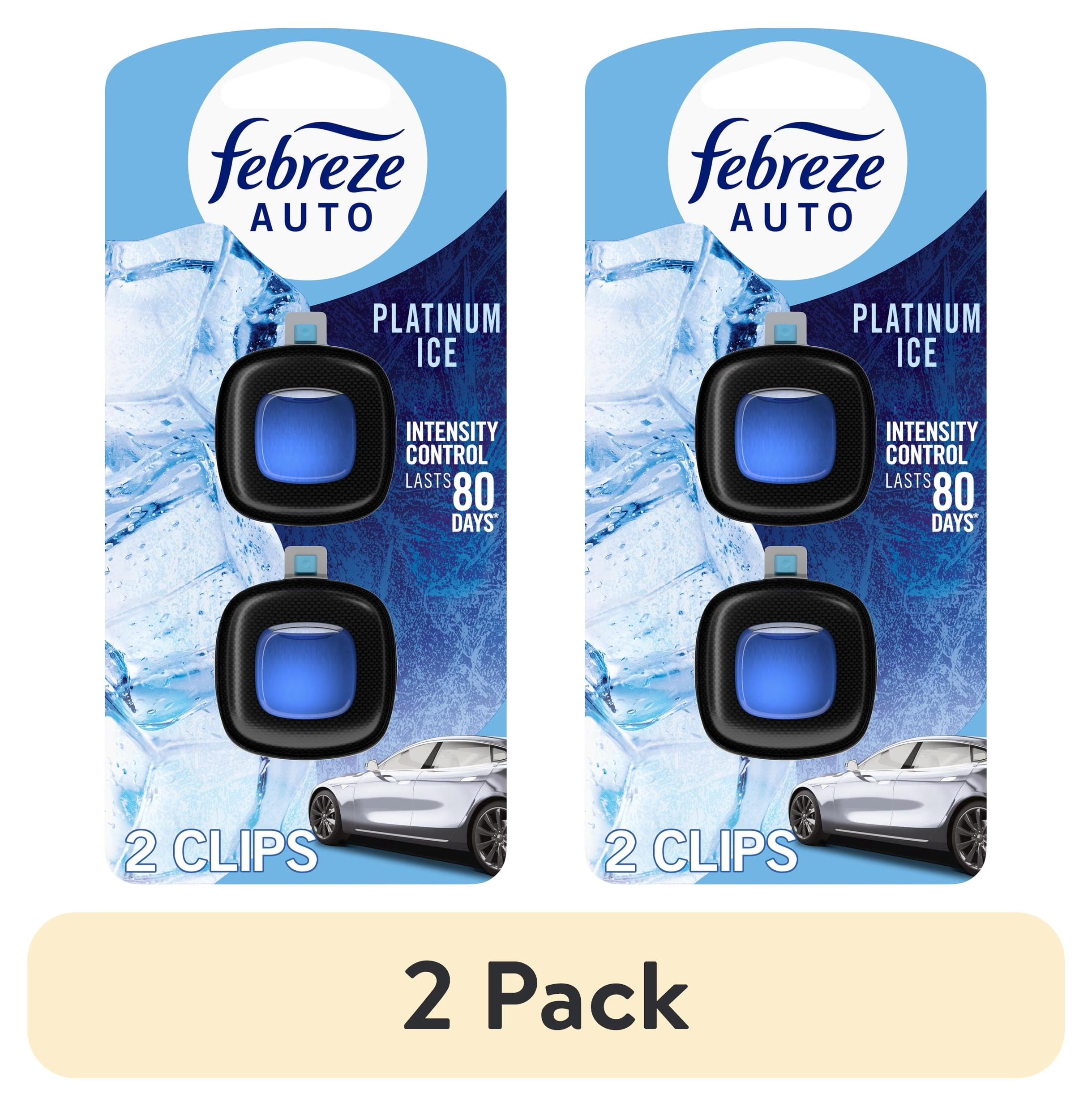 Febreze AUTO Car Air Freshener, Odor-Fighting Car Vent Clip, Platinum Ice, 2 - View 2