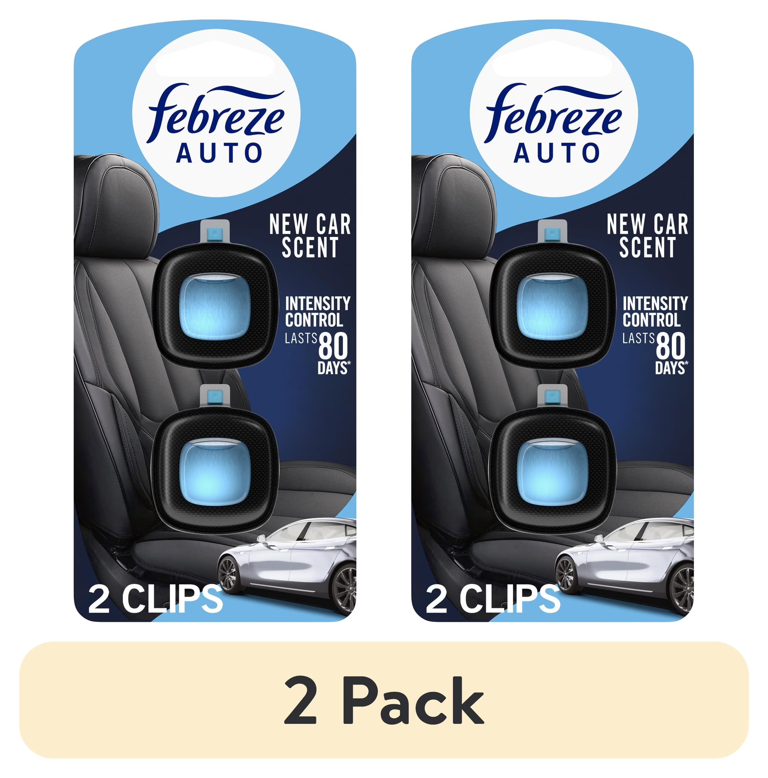 Febreze AUTO Car Air Freshener, Odor-Fighting Car Vent Clip, New Car, 2 Count - View 2